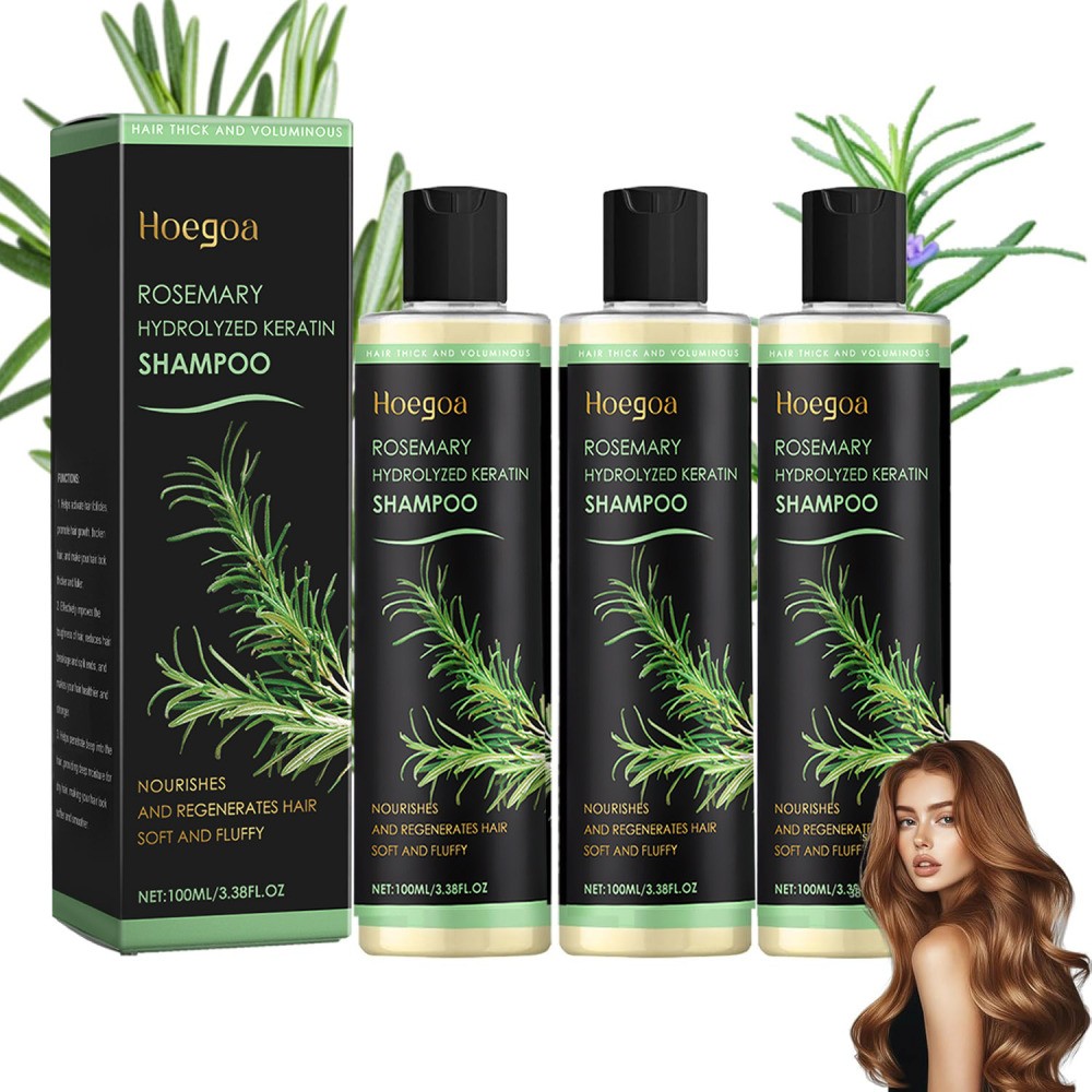 3 Pack Rosemary Hair Growth Shampoo Hydrolyzed Keratin Shampoo for Thinning Hair