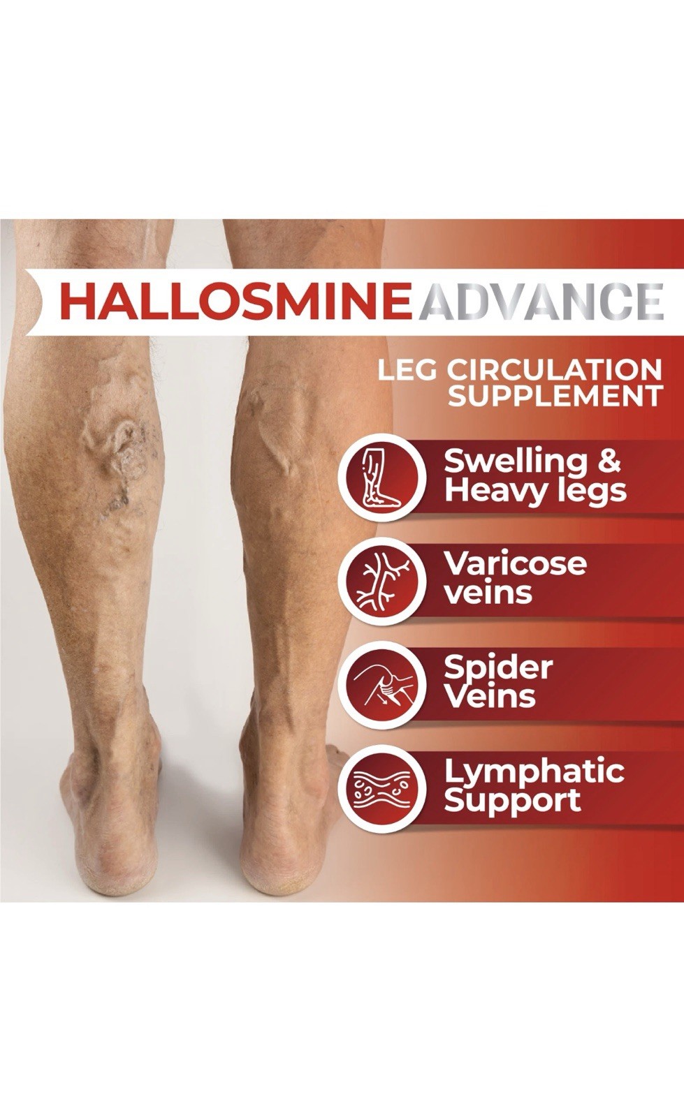 Hallusa Natural Hallosmine Advance 1000mg Diosmin 60 ct + FREE Leg Cream 4 oz