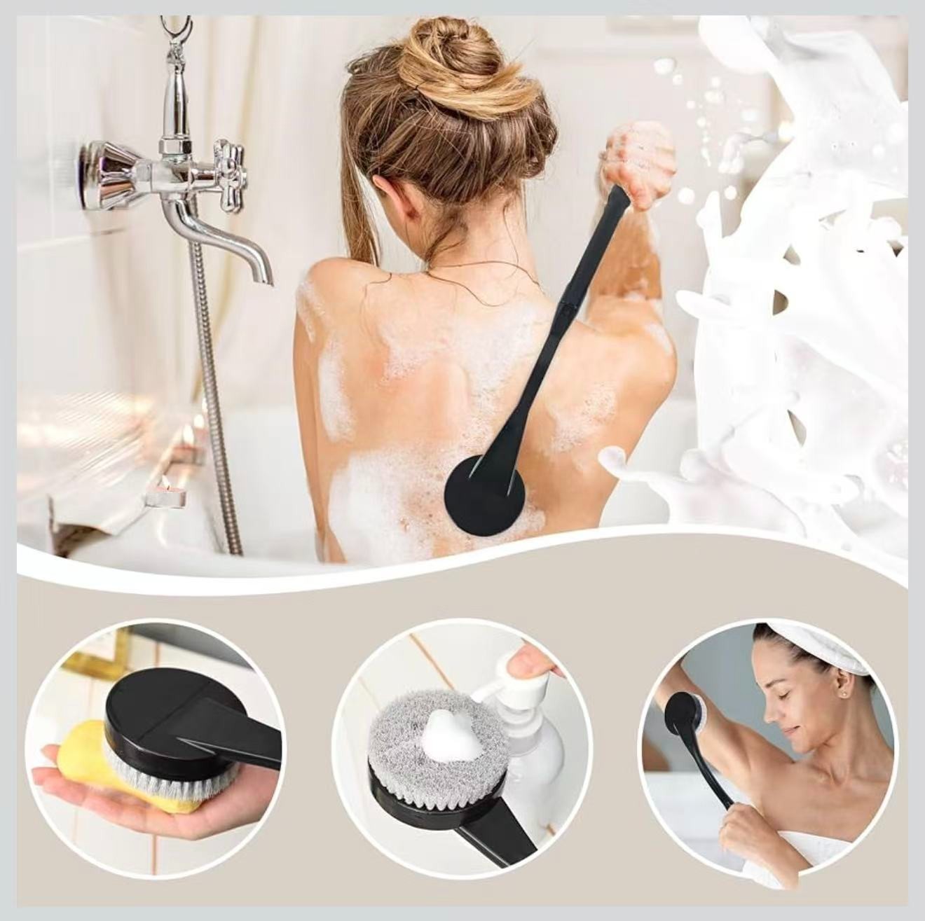 Back Scrubber for Shower,20.5″ Long Handle Shower Brush for Body for Deep Clean,