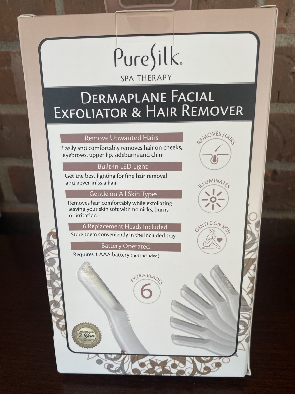 Pure Silk Spa Therapy Dermaplane Facial Exfoliator & Hair Remover-Box Dented