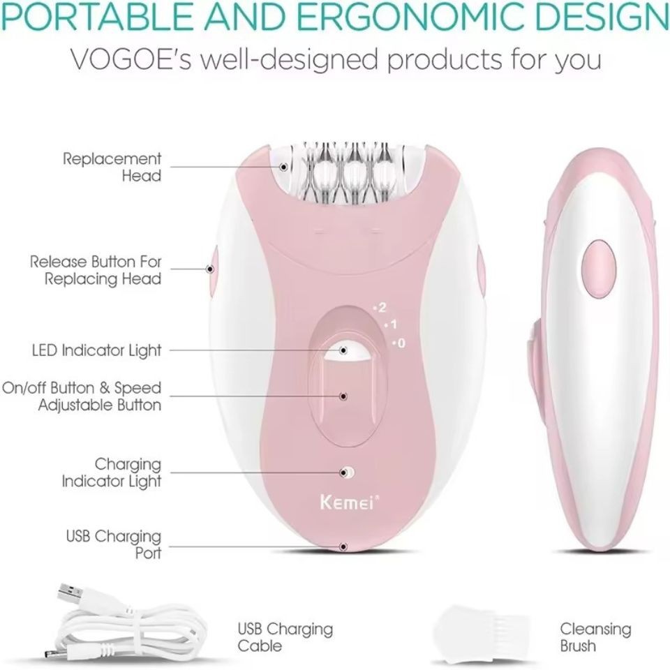 Kemei Women Electric Epilator Hair Removal Facial Bikini Legs Underarm Shaver