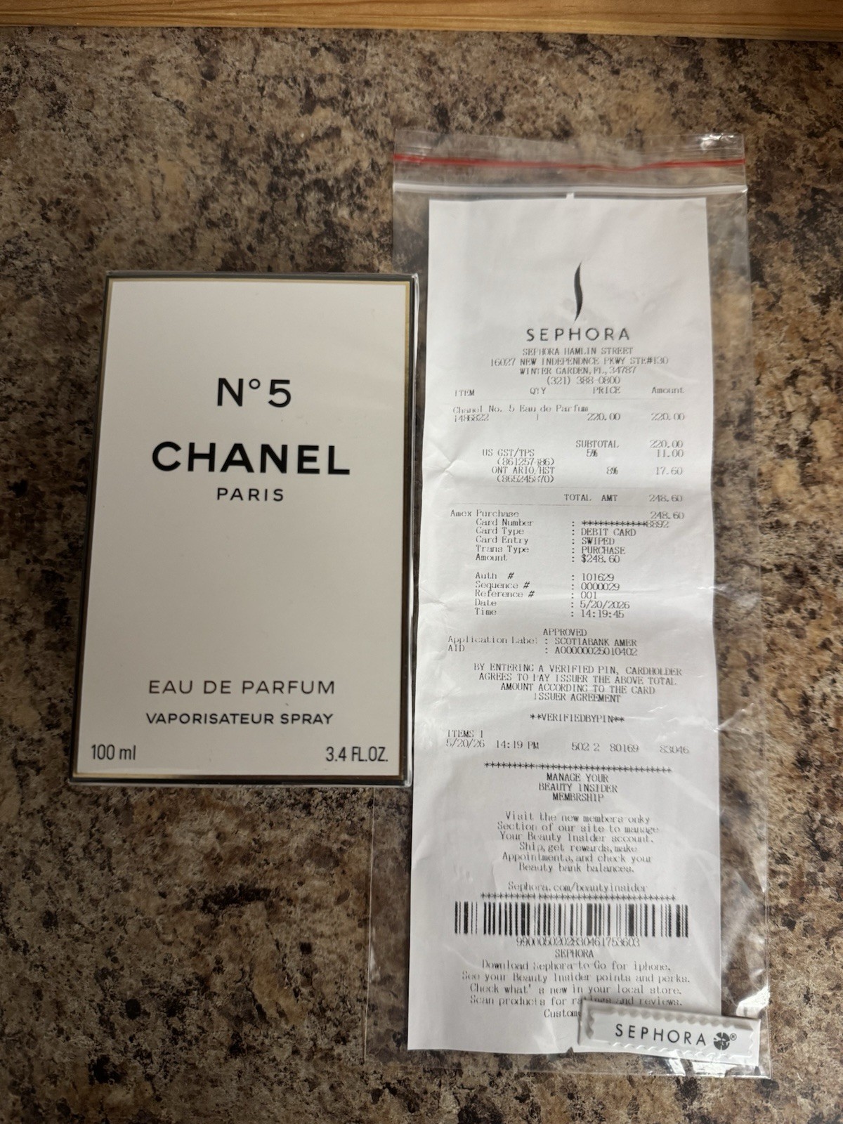 CHANEL N°5 Eau de Parfum Spray Vaporisateur, Regular Size 3.4 fl oz