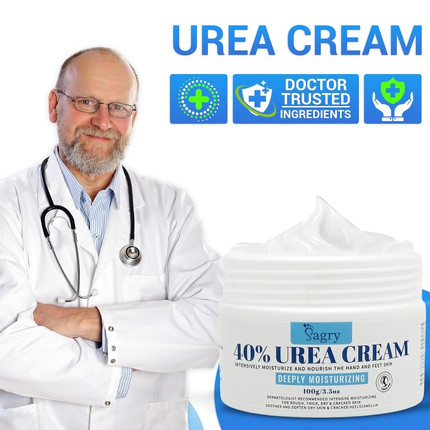 Urea Cream 40 Percent for Feet Maximum Strength, Foot Cream for Dry Cracked Heel
