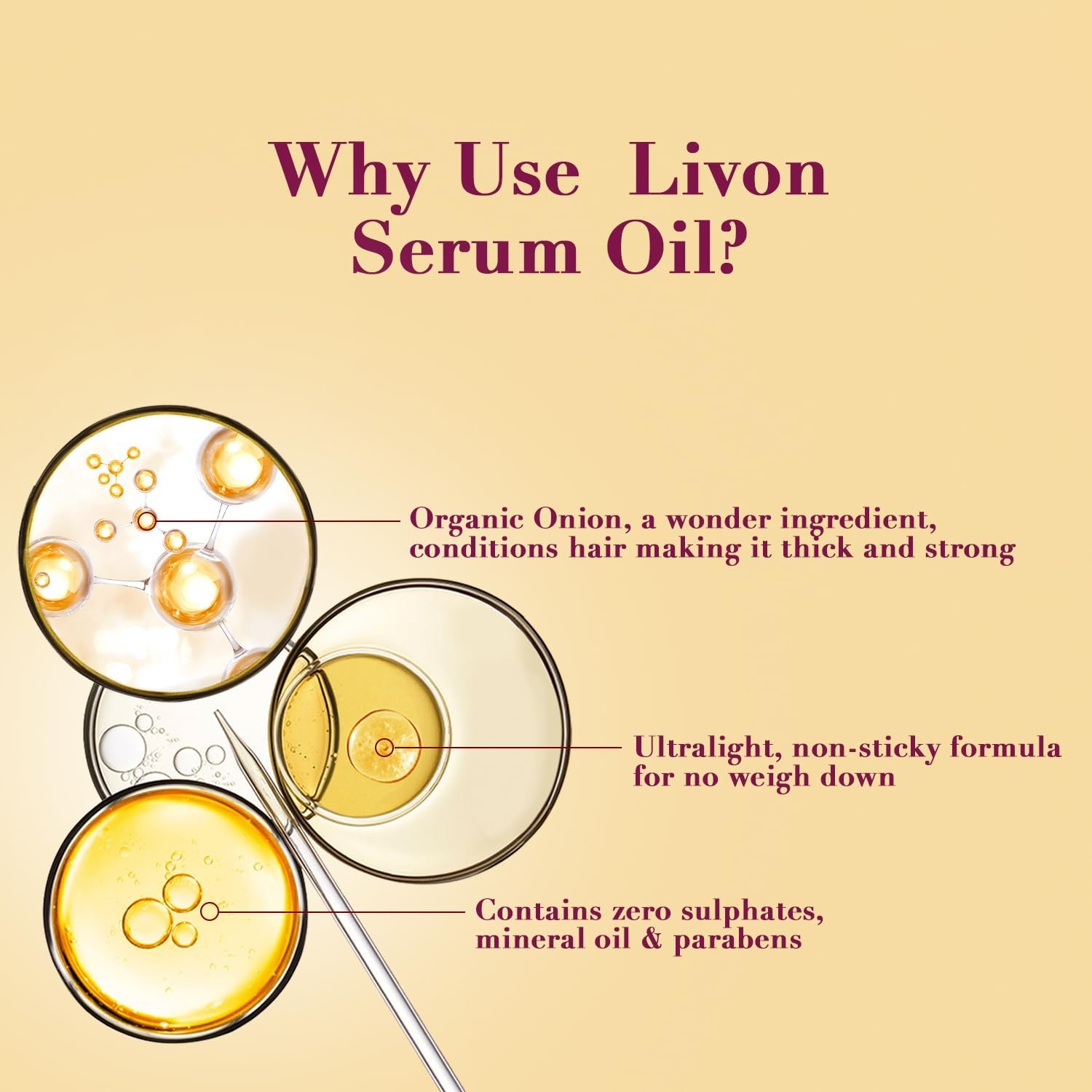 Livon Hair Serum for Men & Women | Sulphate & Paraben free| For All Hair Types |
