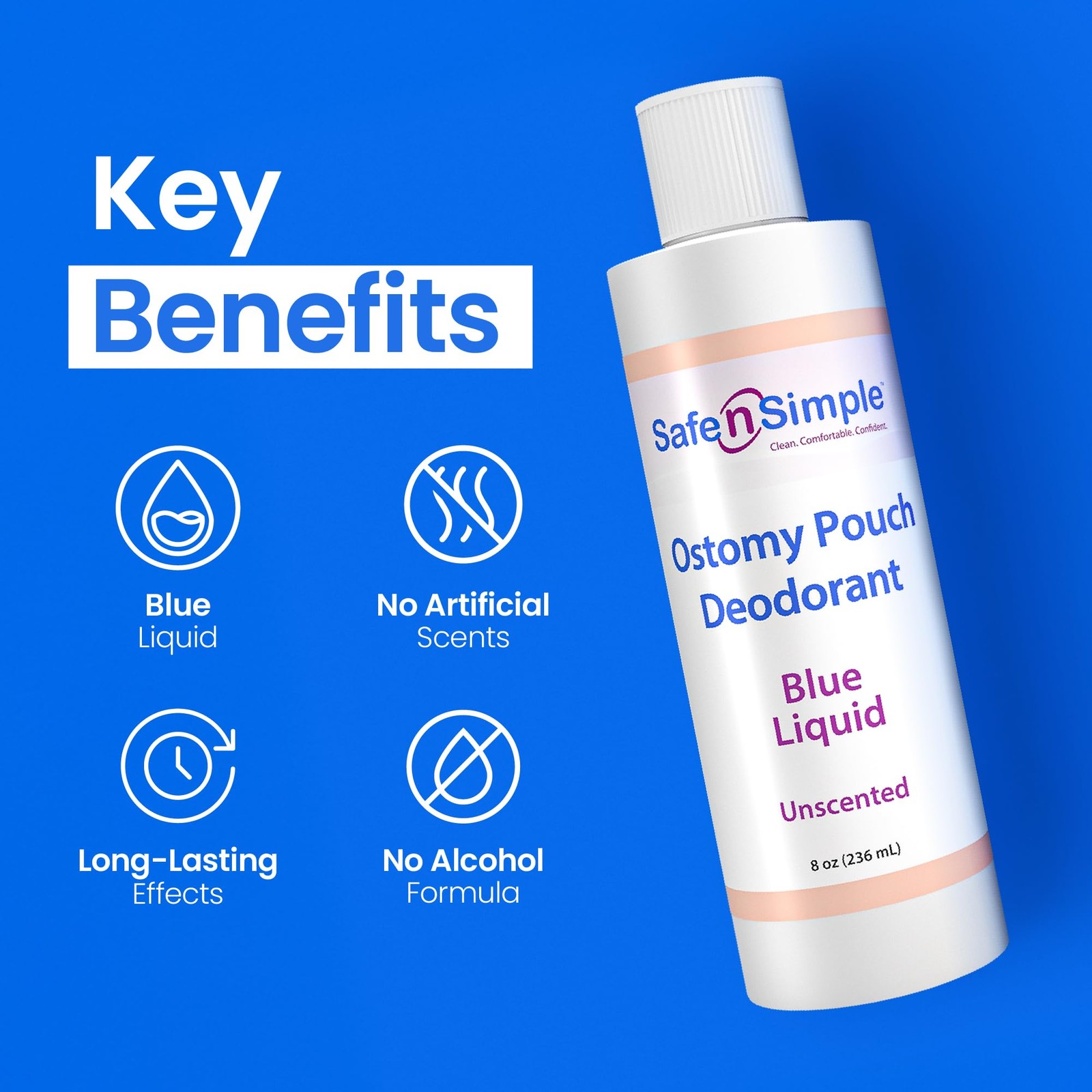 Safe n’ Simple Ostomy Deodorant Classic Blue – Odor 8 Fl Oz (Pack of 1),