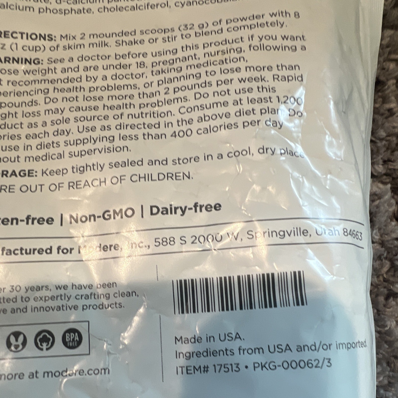 Modere Pure Vanilla Meal Replacement Powder 16.9 oz Exp 10/09/26