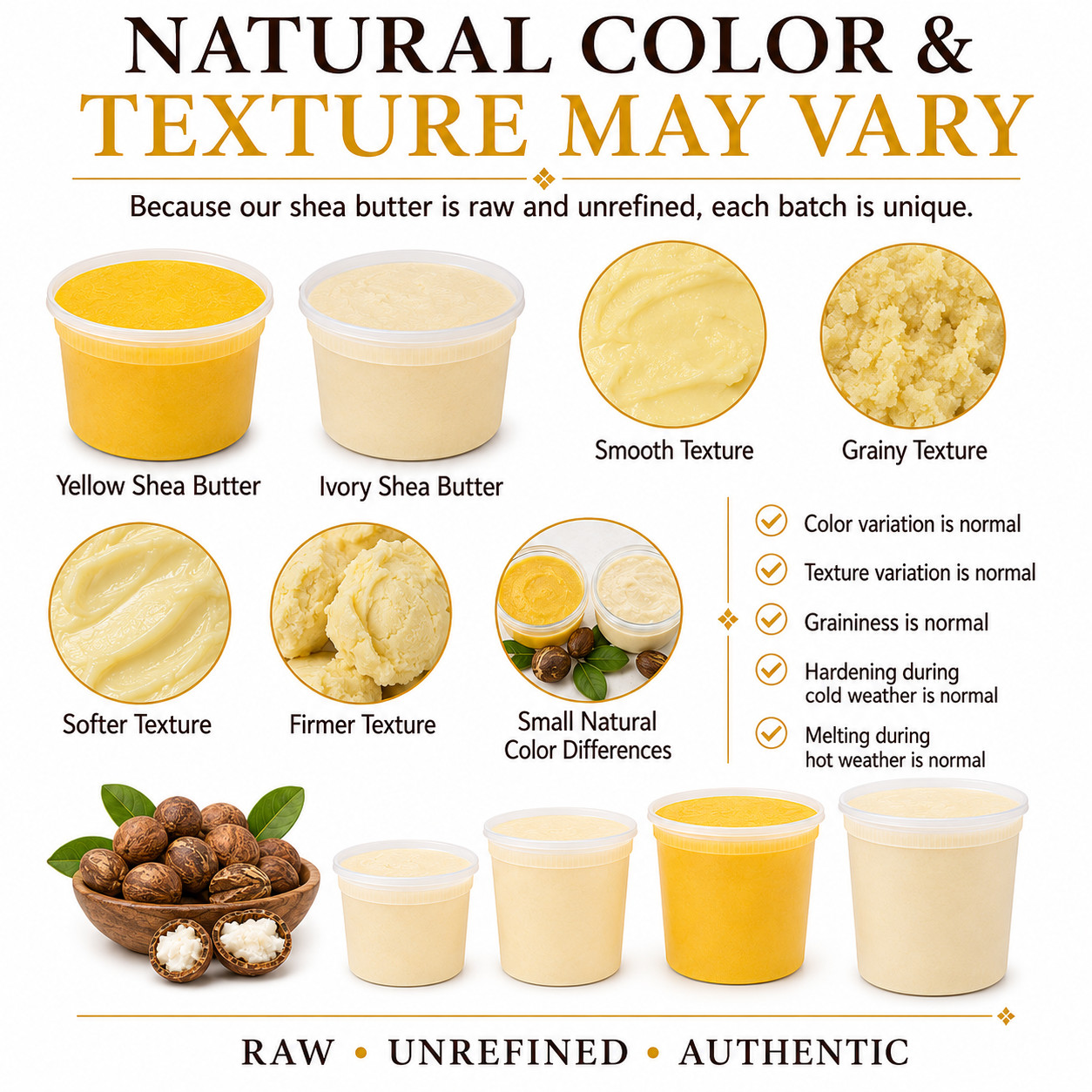 African Shea Butter 32 oz. / 2 lb Raw Yellow Shea Bulk Natural Organic Unrefined