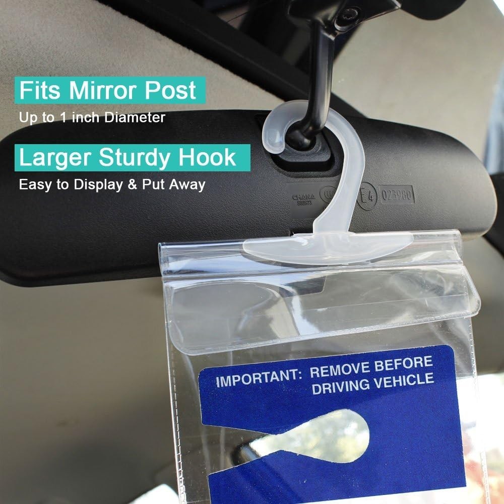 2x Handicap Placard Holder Disabled Parking Permit Protector Mirror Sleeve Hang