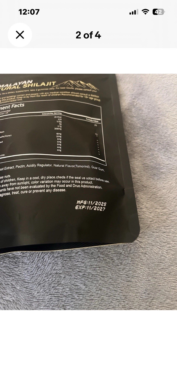 TORLEN Shilajit Ashwagandha Gummies 3000mg 30ct Gelatin Free No Sugar
