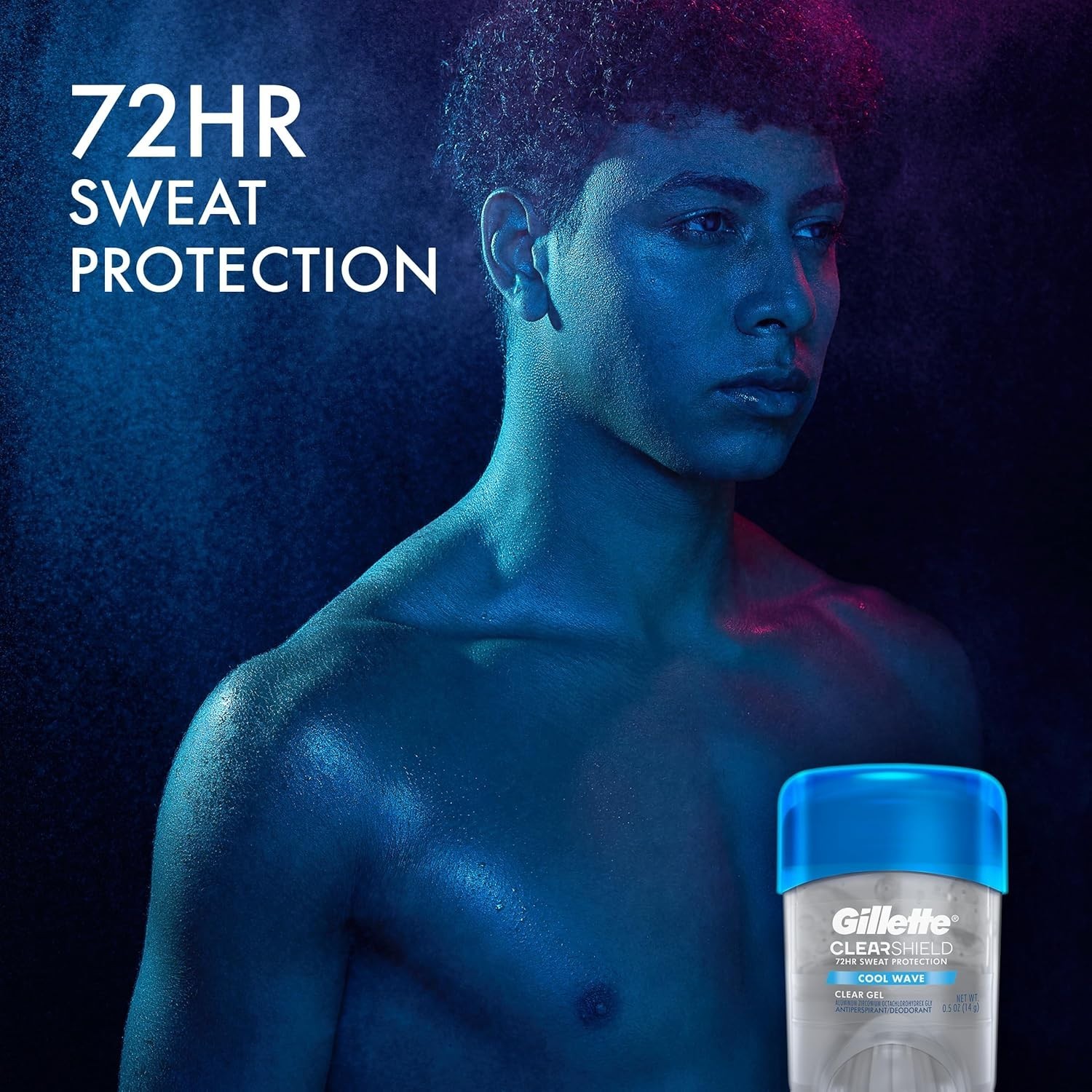 Gillette Cool Wave Clear Gel Deodorant Men 72Hr Sweat Protection 0.5oz