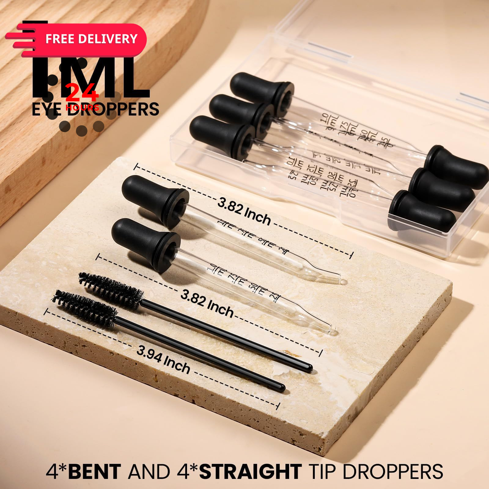 Teenitor 10pcs Glass Eye Dropper 8pcs Pipettes and 2pcs Black