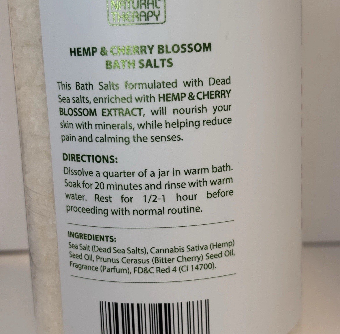 2 Pack Natural Therapy Hemp Lavender Dead Sea Bath Salts 37oz Each New Spa