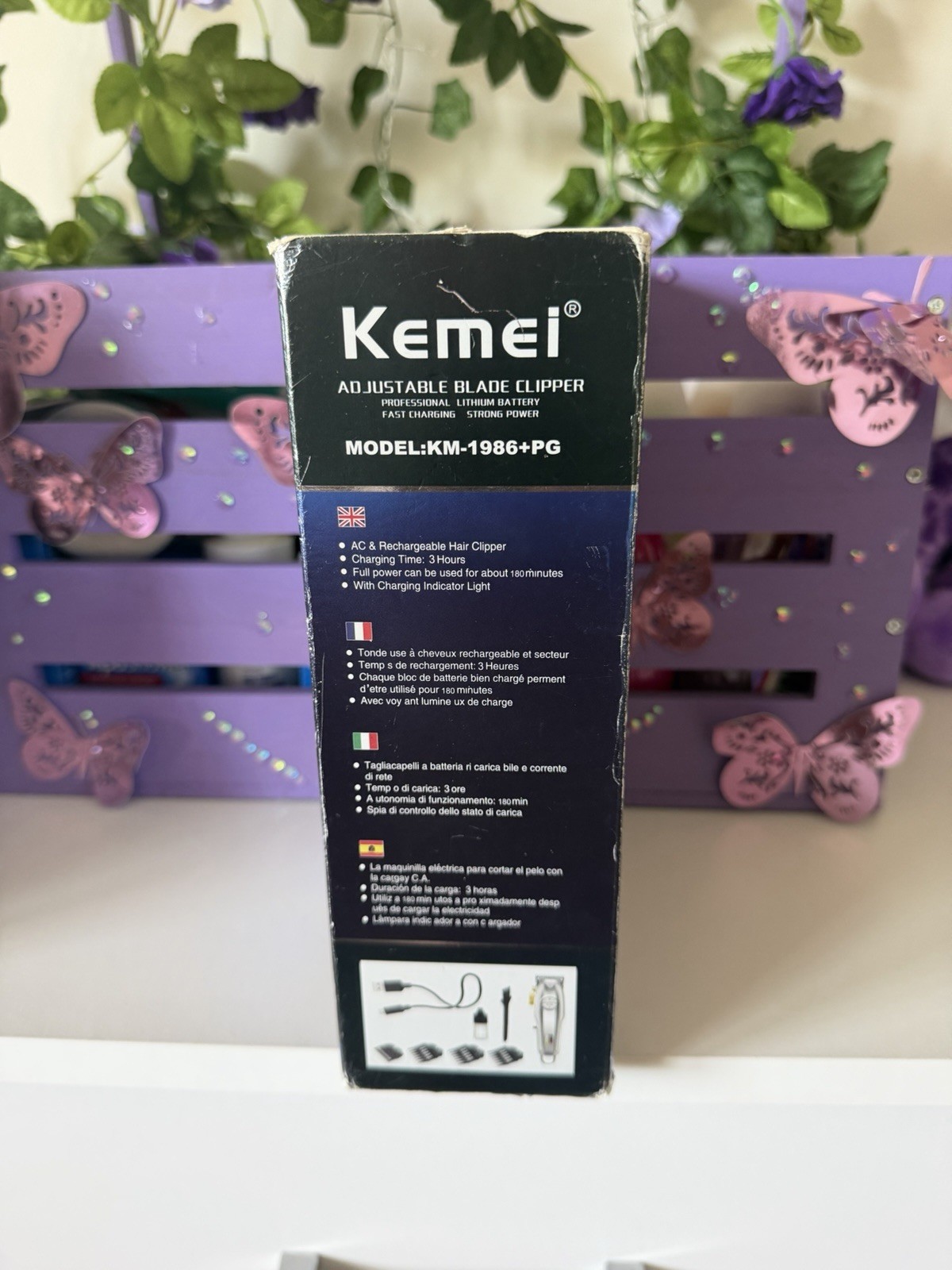 Kemei KM-1986+PG Gold Cordless USB Fast Charge Adjustable Blade Hair Clipper