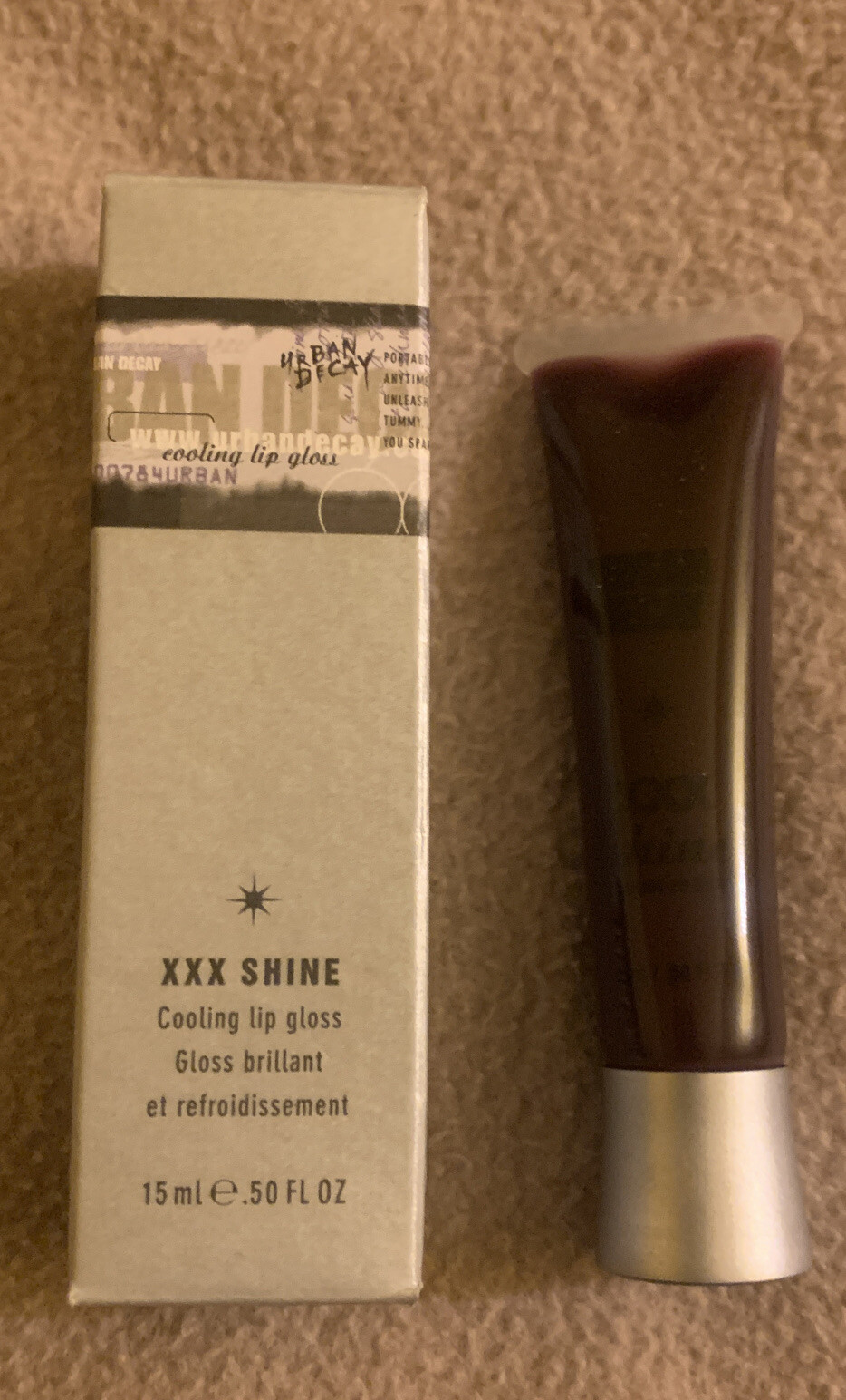 Urban Decay XXX Shine Cooling Lip Gloss in LOVE JUNKIE Rare Discontinued Read