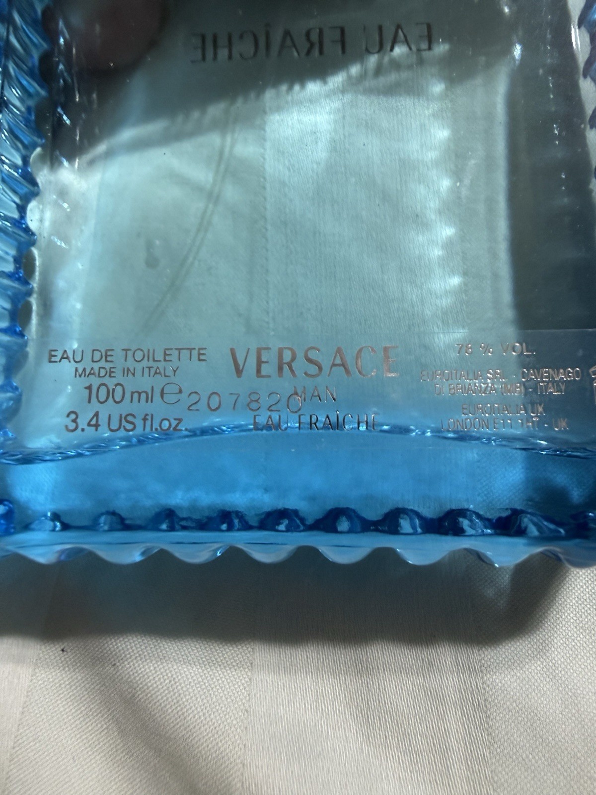 Versace Eau Fraîche Eau de Toilette Spray, Lemon Scent, 3.4 US fl oz