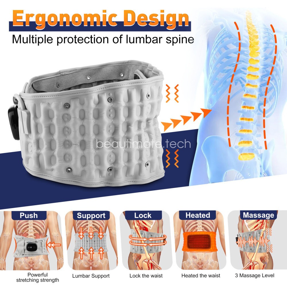 Heating Vibration Waist Belt Red Light Massager Lower Back Pain Relief Daily Use