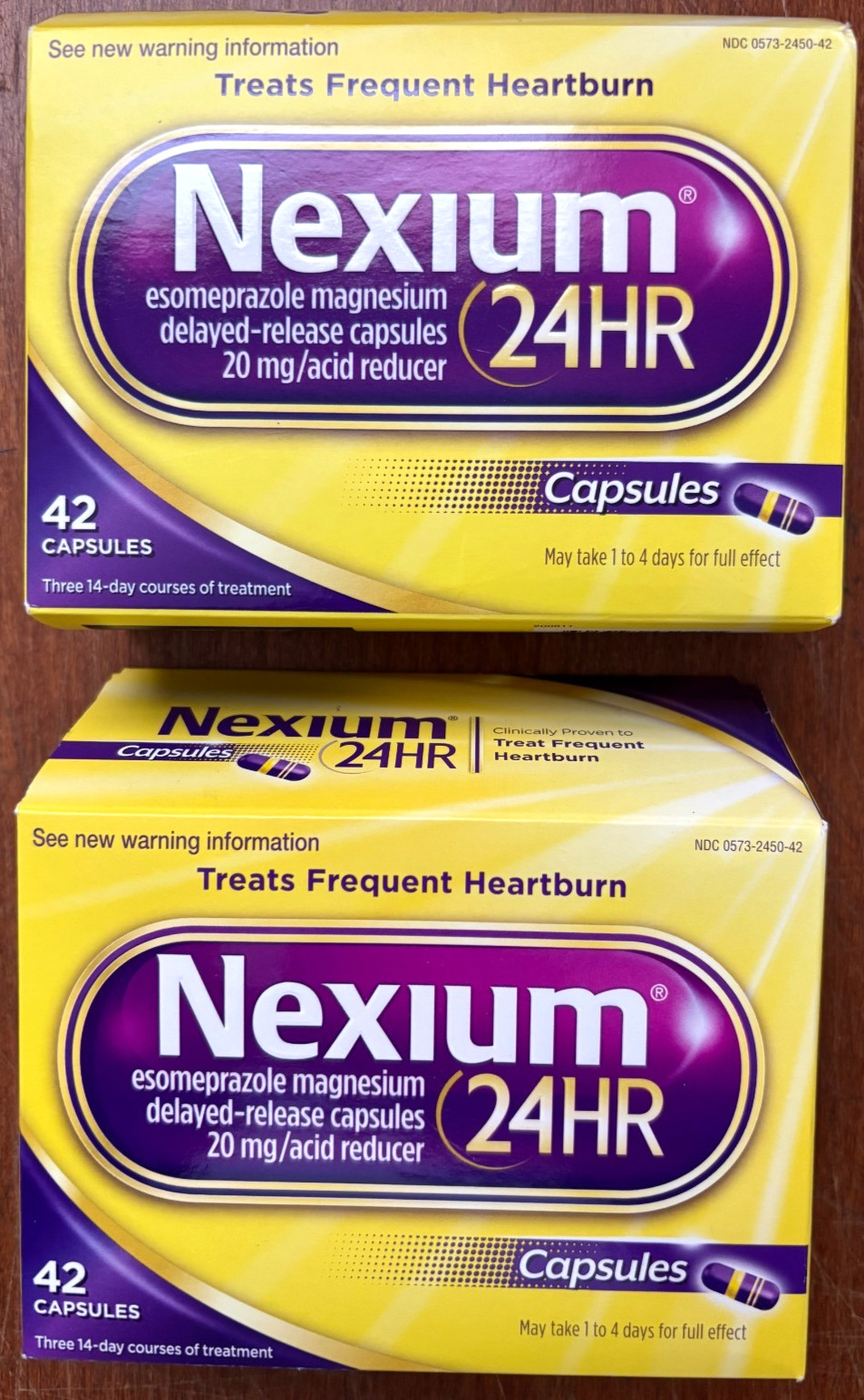Nexium 24HR Esomeprazole 42/ct Capsules *LOT OF 2* EXP: 02/2027