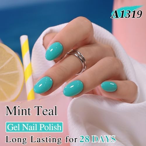 0.5 Oz Gel Nail Polish Neutral Natural Same Color Same Bottle Translucent Teal
