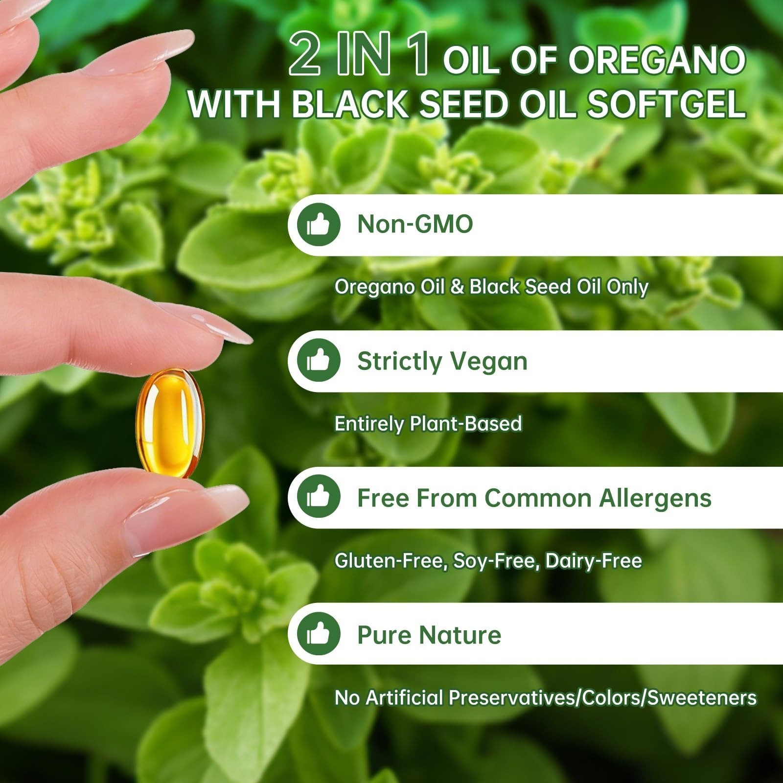 Green Pigeons Oil of Oregano with Black Seed Oil, 180 Count Capsules