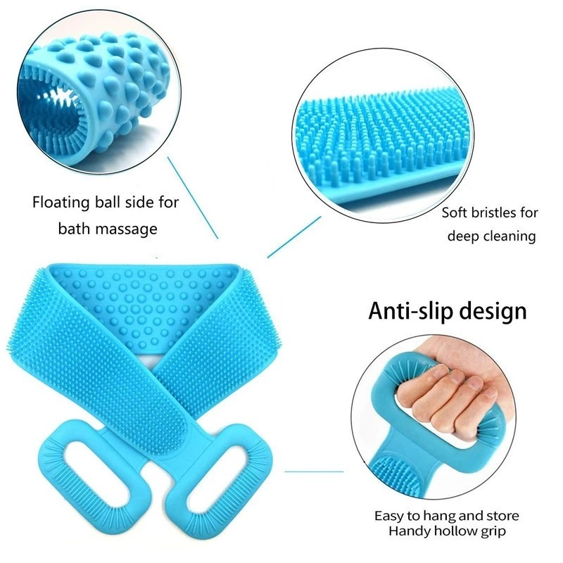 Silicone Body Back Scrubber Double Side Bathing Brush For Skin Deep Cleaning