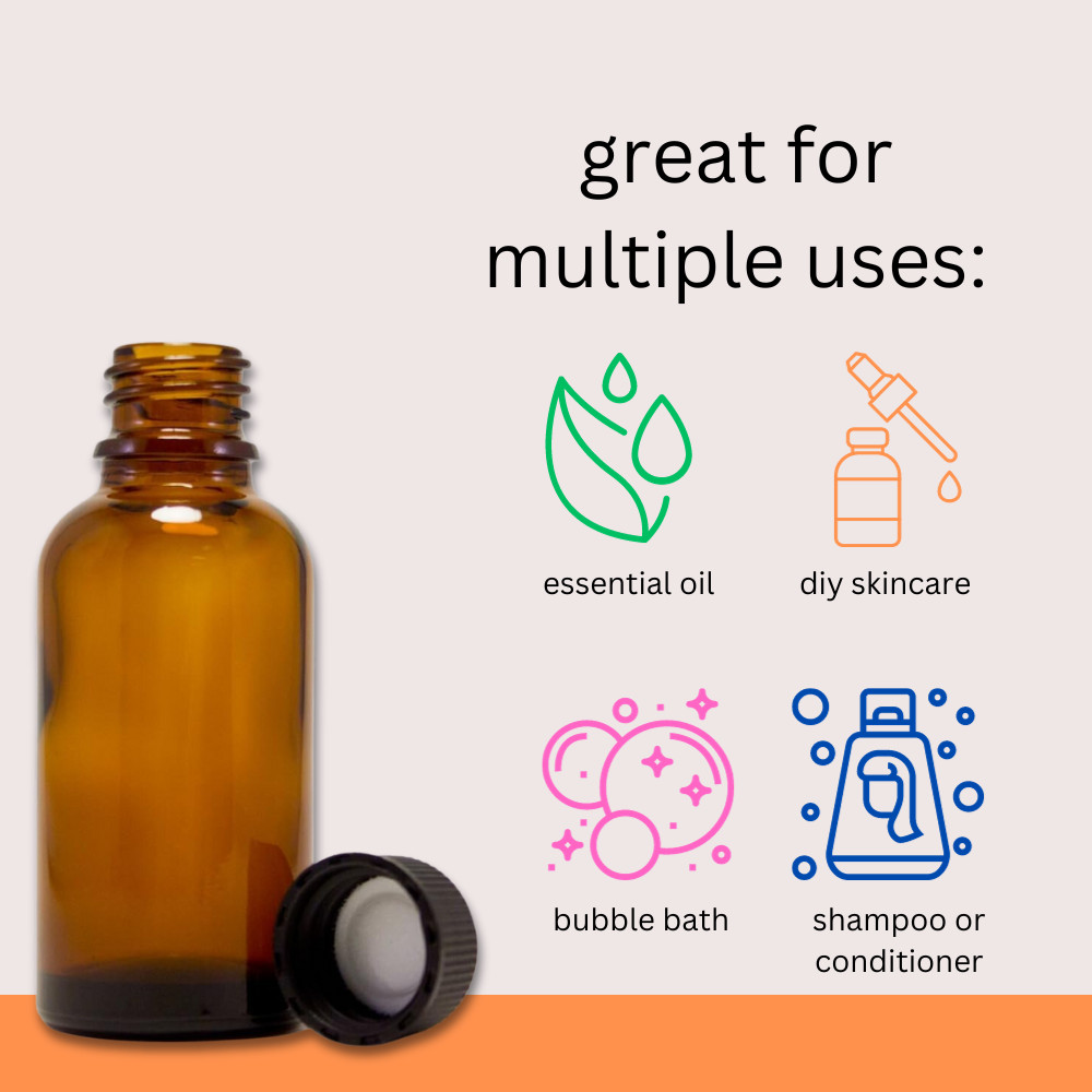 1 fl oz (30 ml) Amber Glass Bottle w/ Euro Dropper