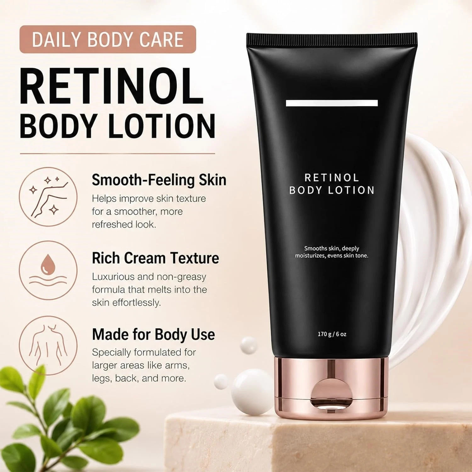 Retinol Anti Aging Body Lotion Firming Cream Crepey Skin Moisturizer 6oz 170g