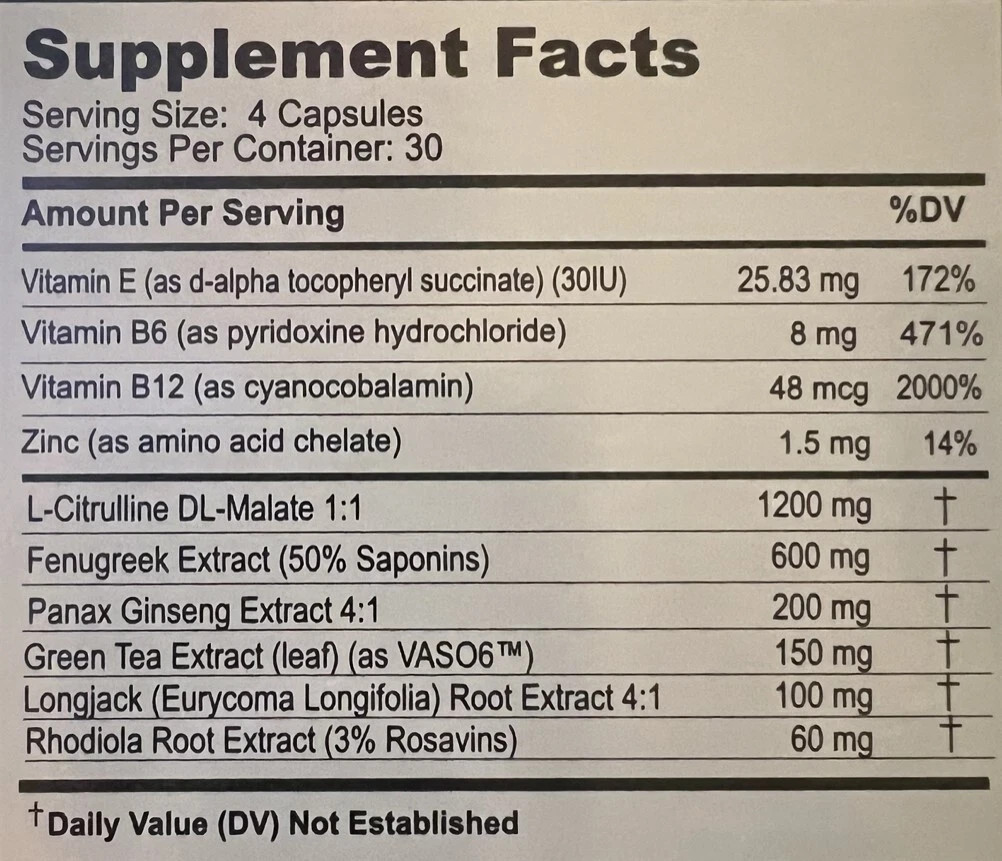 High T Black Caffeine Free Herbal Capsules for Men – Energy & Wellness Support