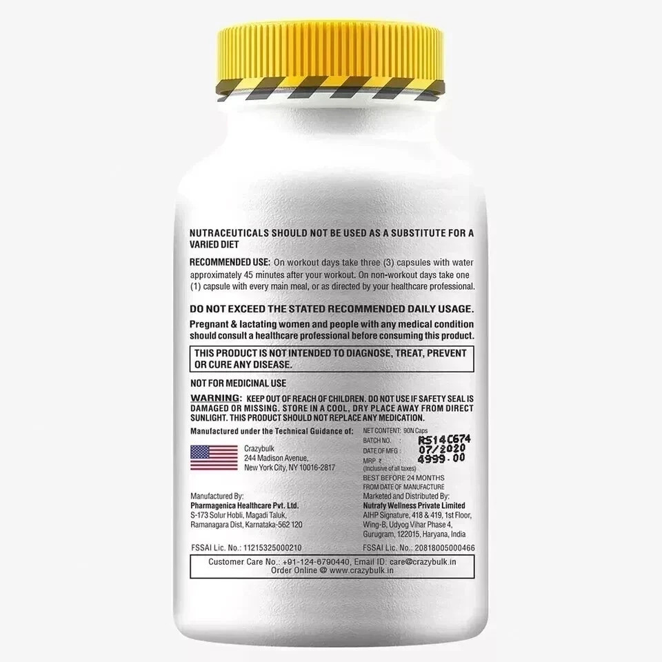 CrazyBulk Natural Alternative for Lean Mass & Strength 60 Capsules – Pack of 5.