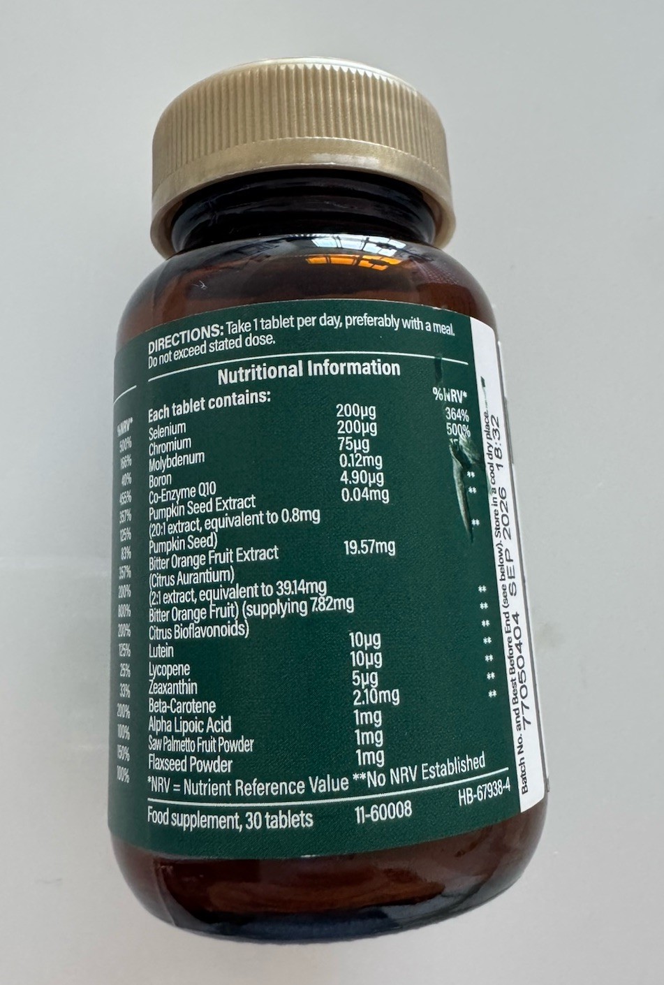 H&B Ultra Man Multivitamin & Minerals + Saw Palmetto & Pumpkin Seed 30 Tabs