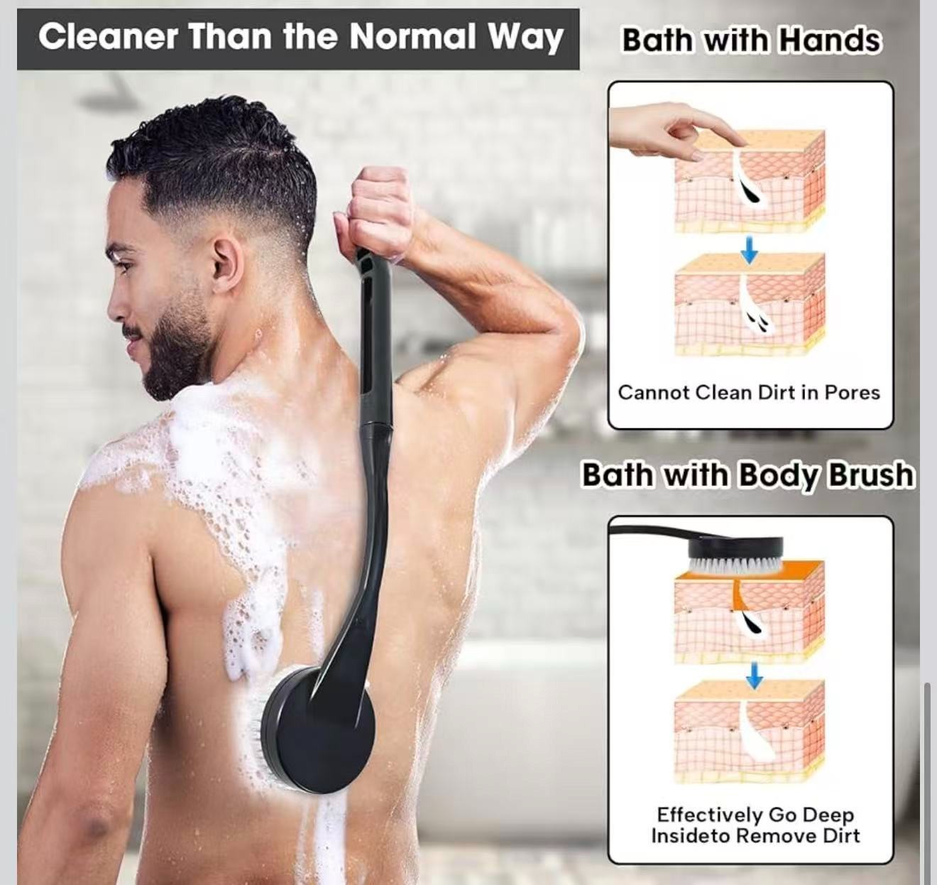Back Scrubber for Shower,20.5″ Long Handle Shower Brush for Body for Deep Clean,