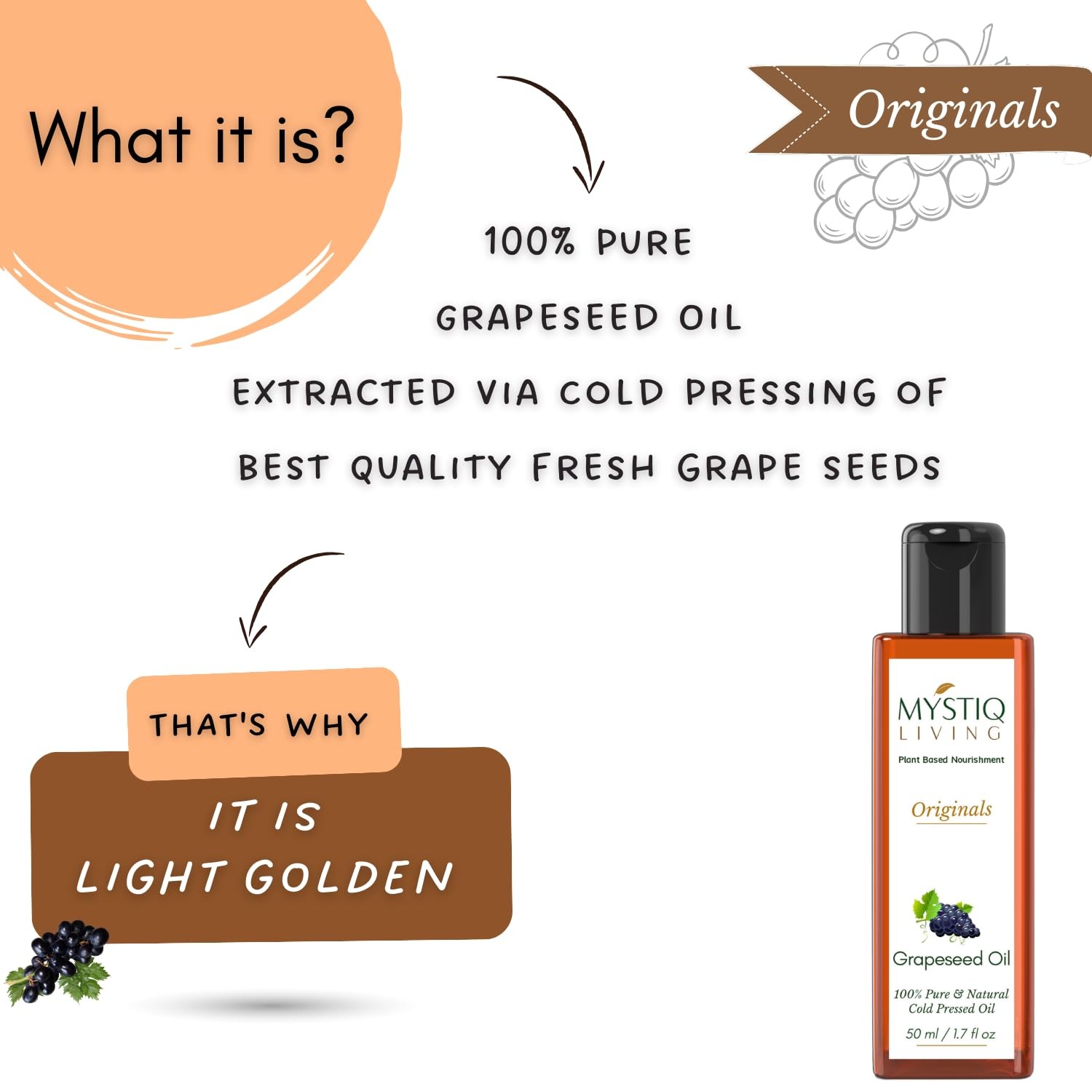 Mystiq Living Grapeseed Oil 50ml
