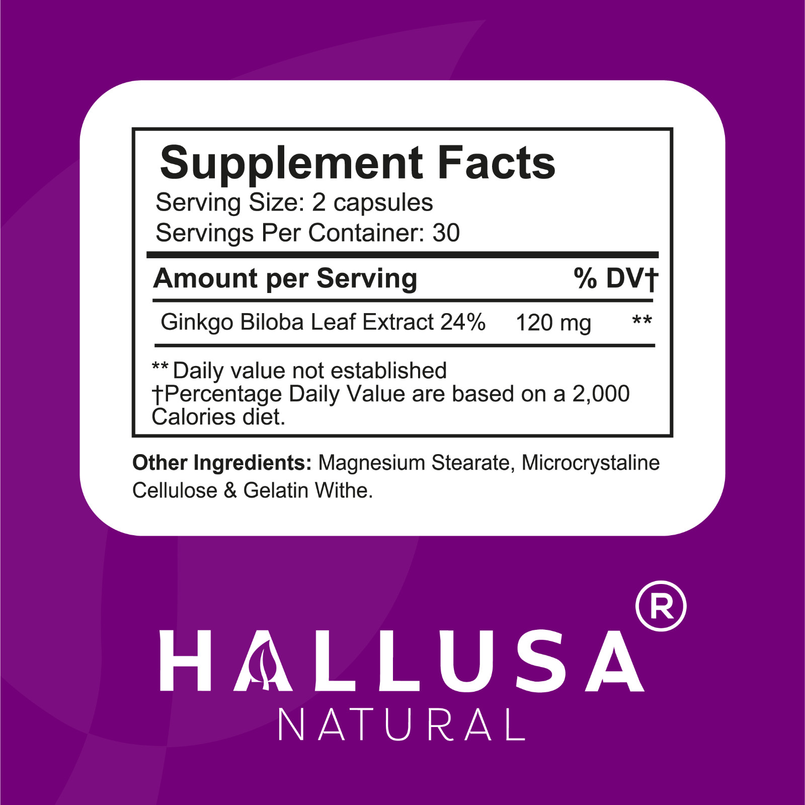 GINKGO BILOBA 120 mg – Brain Boost – Mental Clarity & Focus – 60 Caps