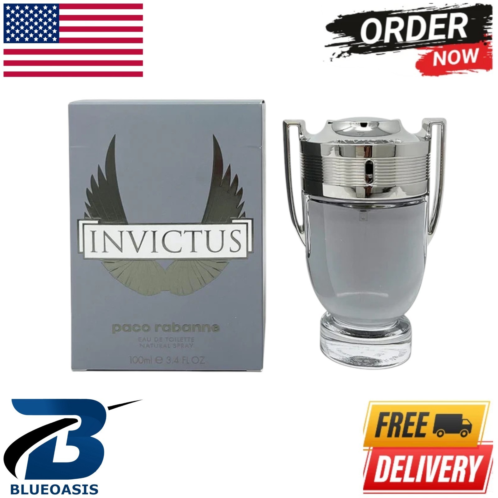 Paco Rabanne Invictus Eau De Toilette Fragrance Spray for Mens 3.4oz/100ml