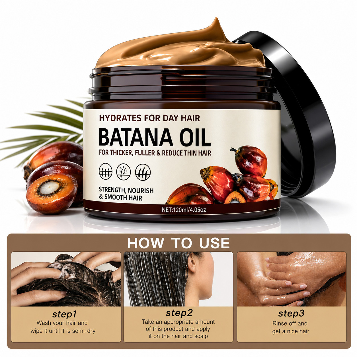 Batana Oil Hair Mask for Hair Growth & Repair | Deep Conditioner 120ml