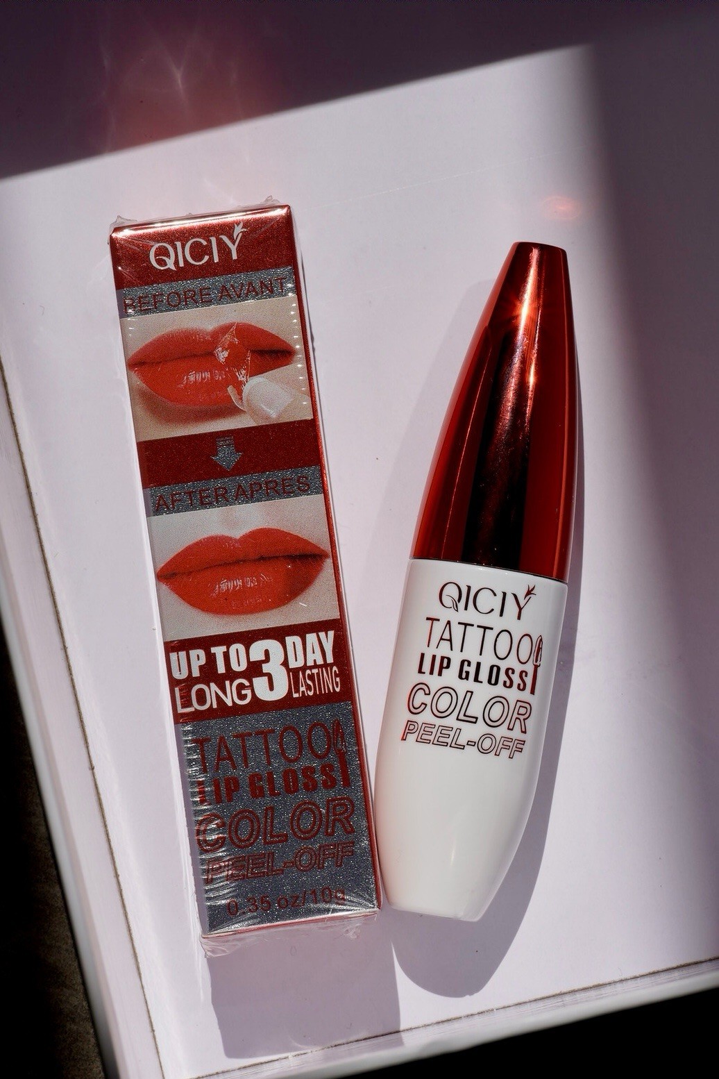 QICIV Tattoo Peel-Off Lip Gloss 0.35 oz Waterproof Long Lasting Shine