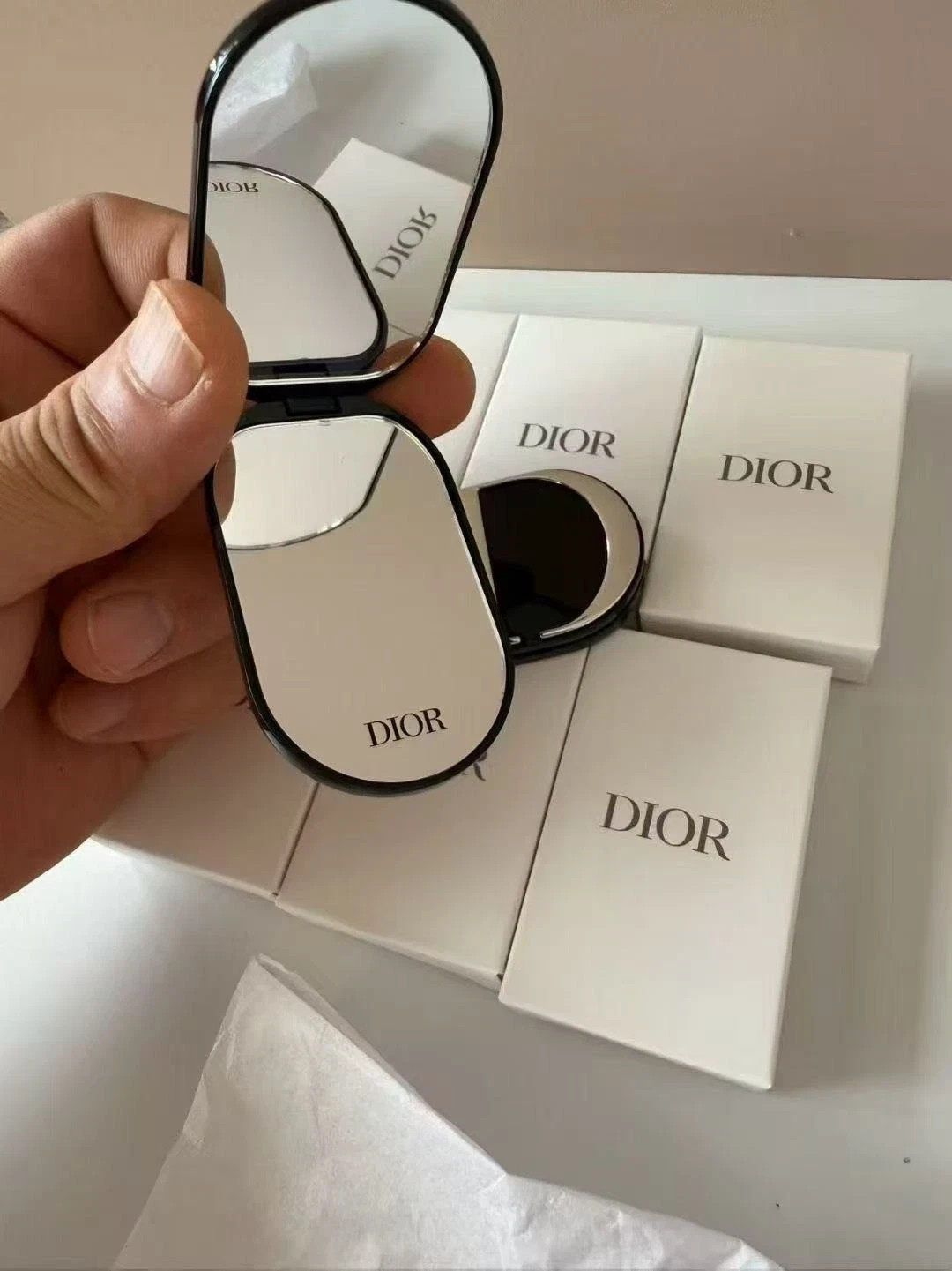 Dior New CD Logo Makeup Mirror with Phone Holder Stand Dual Mirror 3M