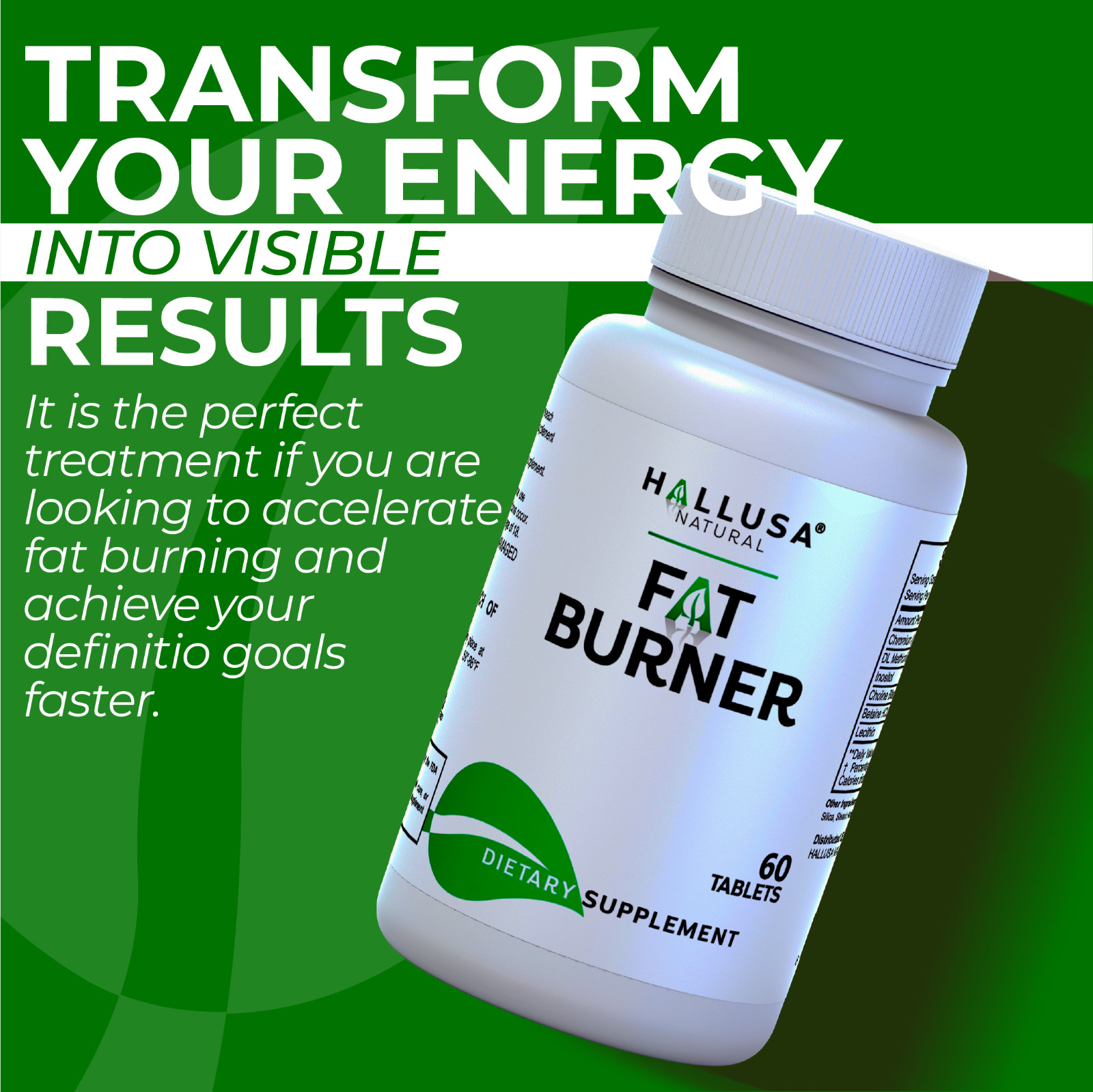 FAT BURNER – Fast Acting – Metabolism Energy – Carb blocker – 60
