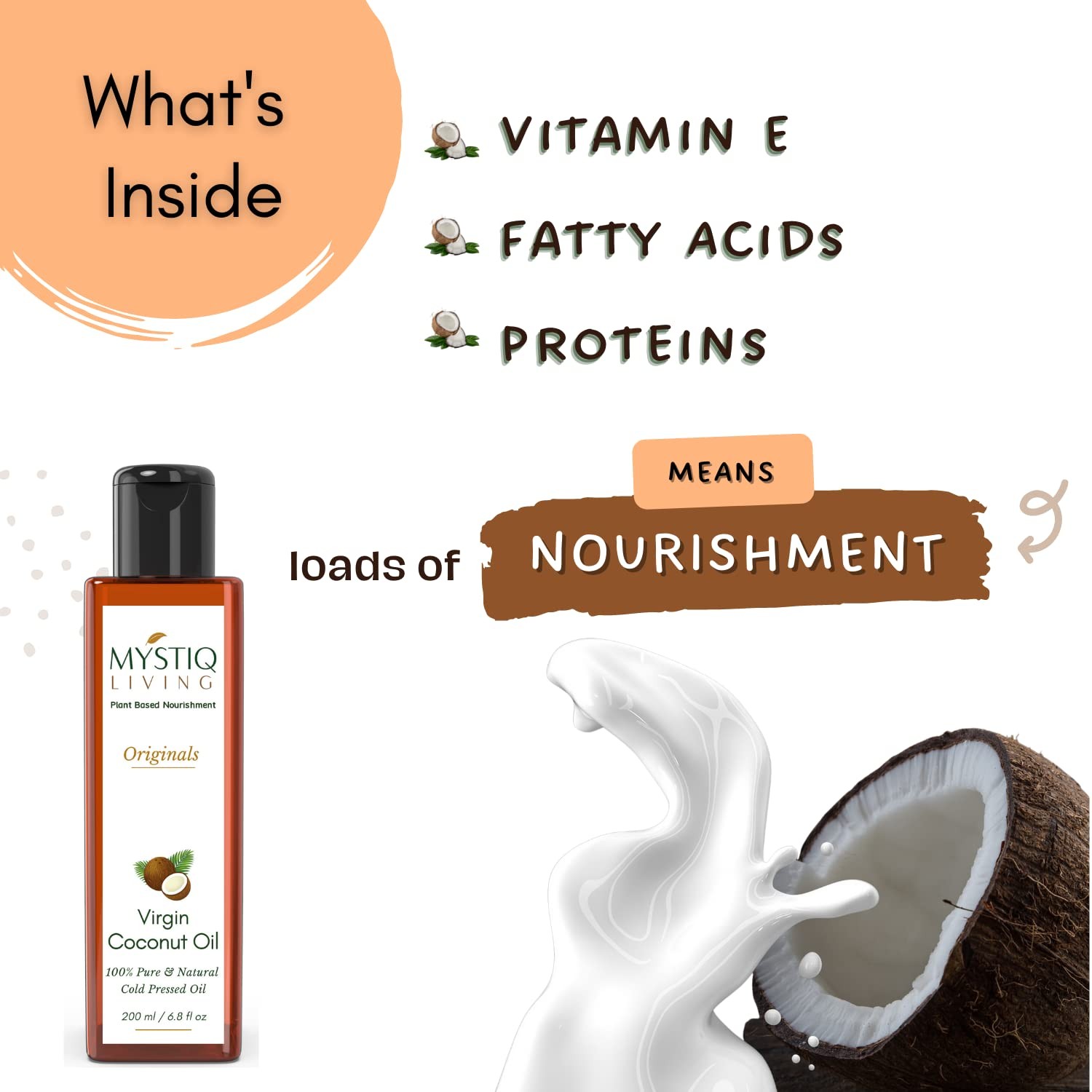 Mystiq Living Virgin Coconut Oil For Skin And Hair 200ml