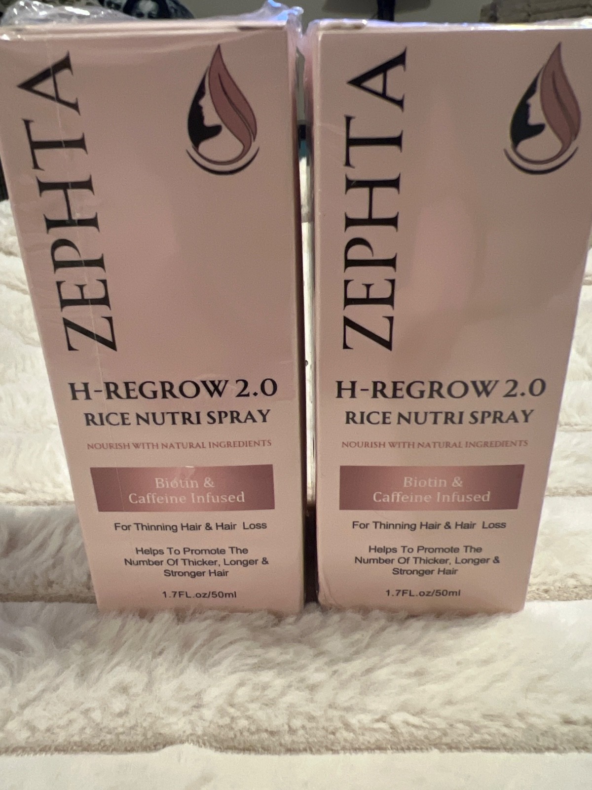 2 Pack Zephta H-Regrow 2.0 Rice Nutri Spray 1.7 oz Thinning Hair Biotin