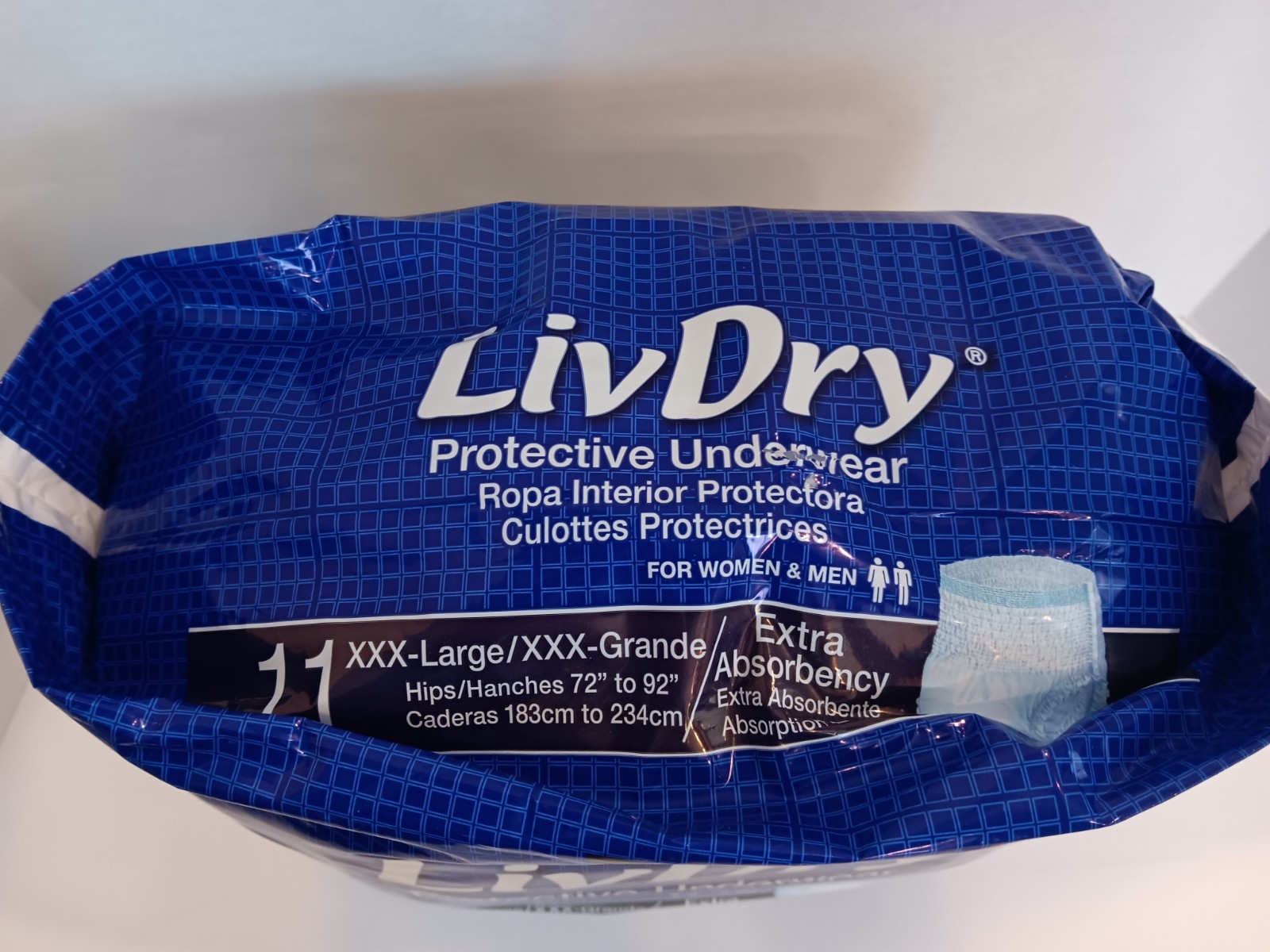 LivDry Adult XXX-Large 72″-92″ Extra Absorbent Protective Underwear – 11 Pcs