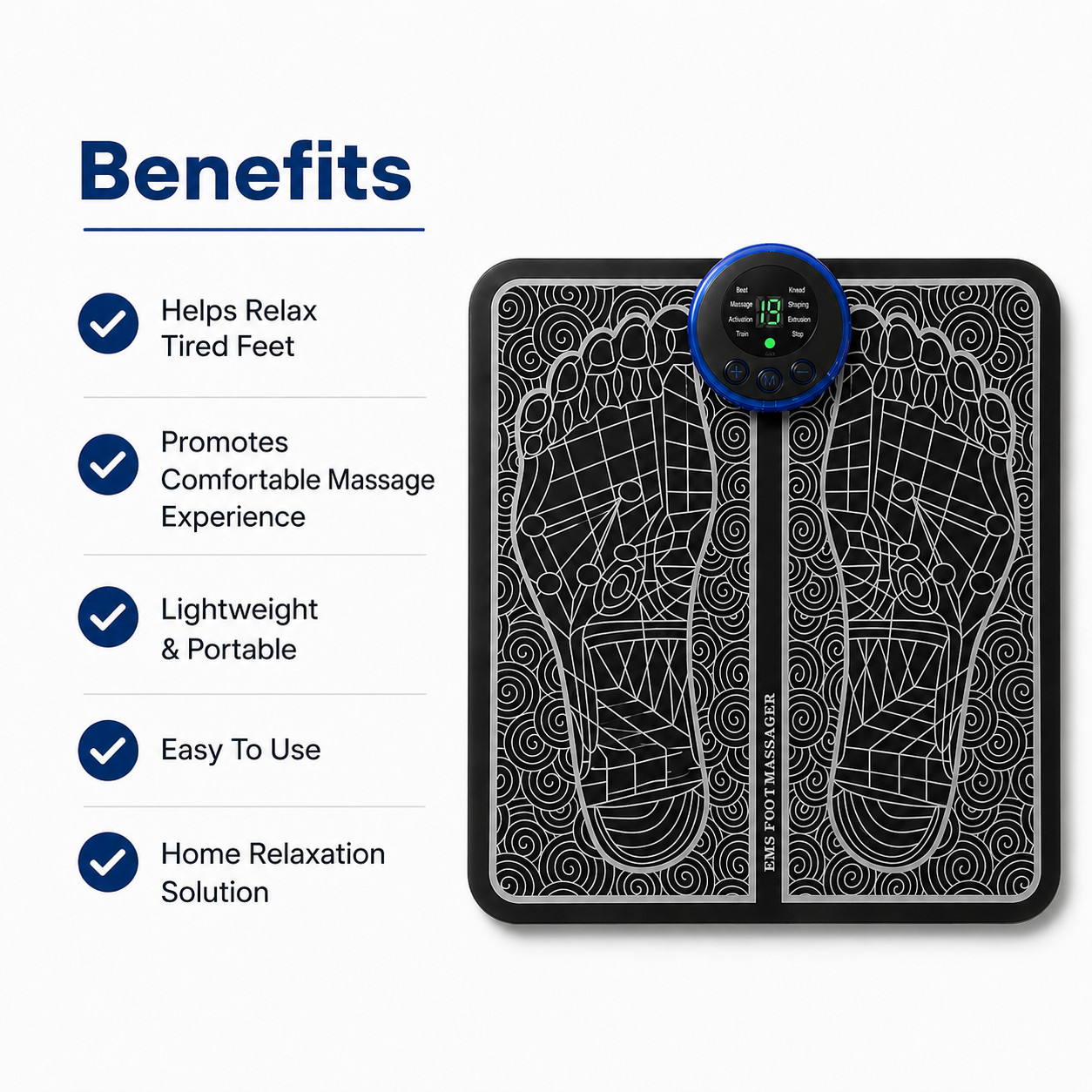 EMS Foot Massager Mat Foot Stimulator Pad Circulation Relaxation Pain Relief USB