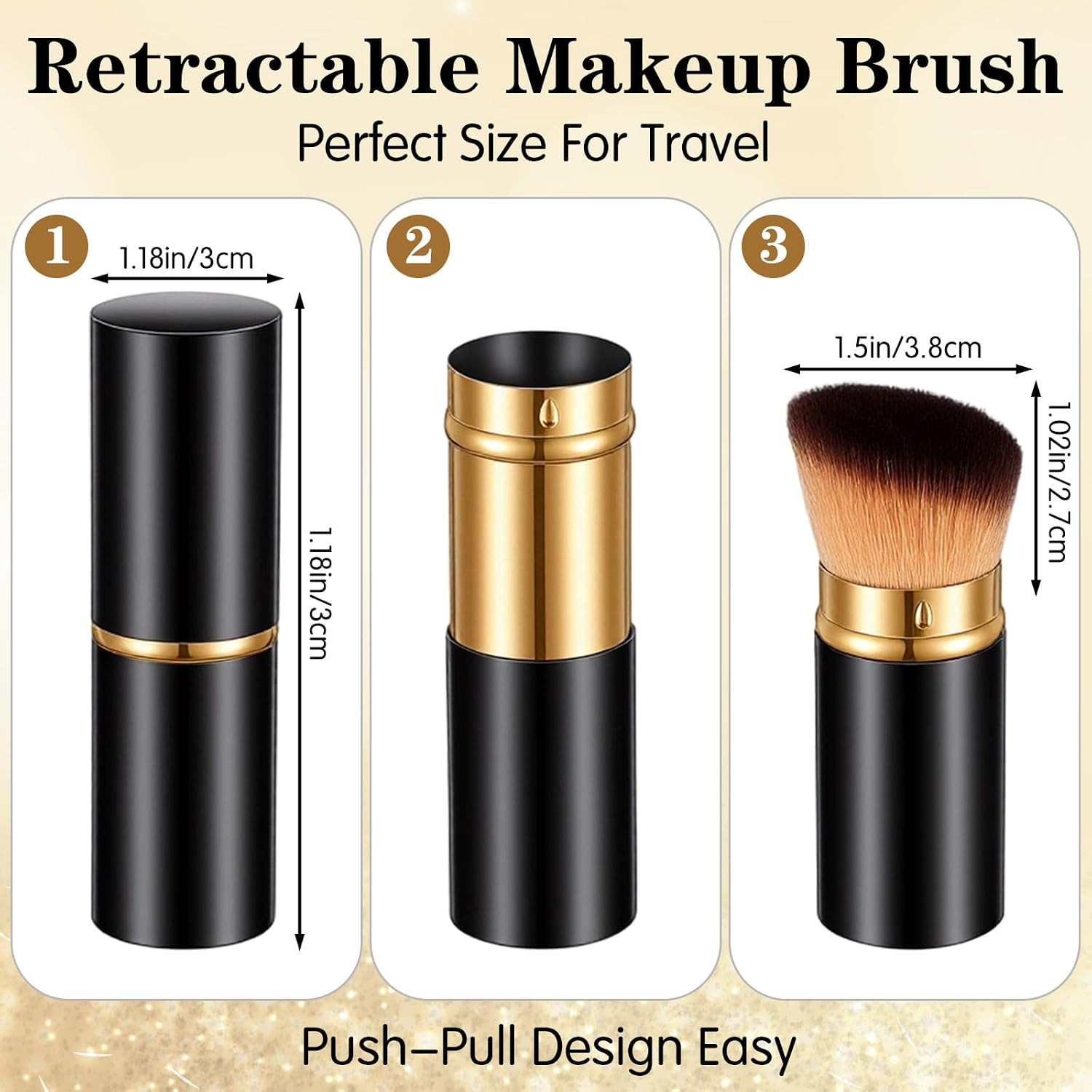 2 PCS Retractable Kabuki Makeup Brush Portable Blush Kabuki Brush Travel Face Fl