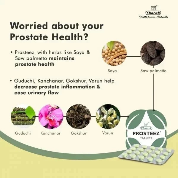 Charak Prosteez Ayurvedic Tablet – 200 Tablets (10 Strips) Prostate Health