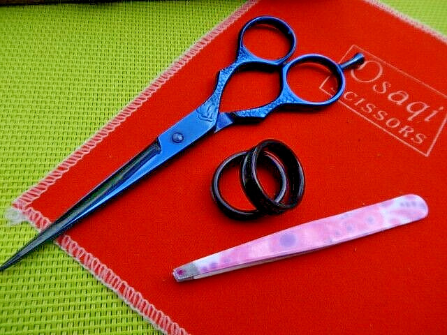 Money Back WRNTY_Titanium 5.5″ BLUE Hairdressing Scissors & Tweezers