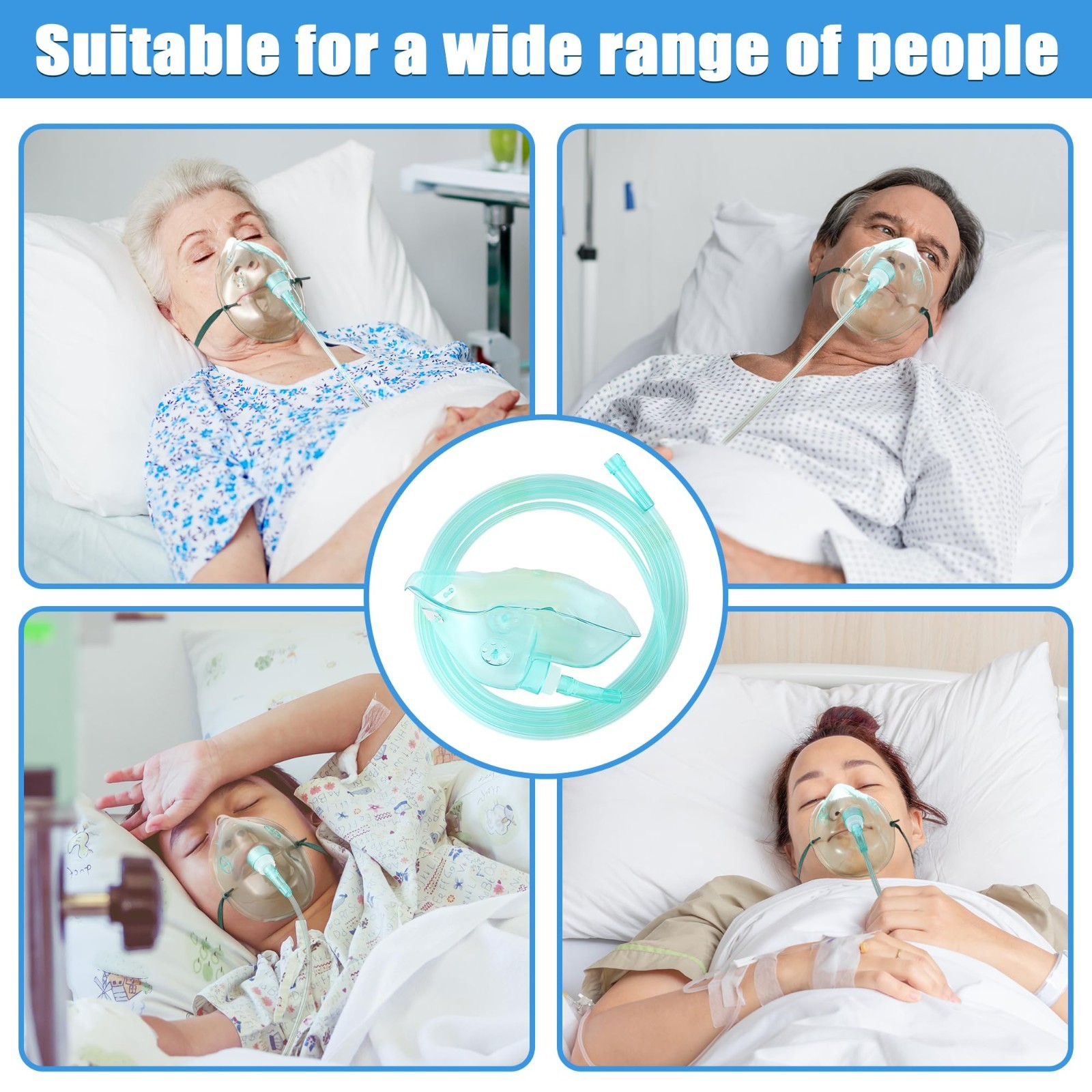 2PCS L Oxygen Mask with 6.6 Ft Tubing and Adjustable Elastic Strap, Adult Oxyge