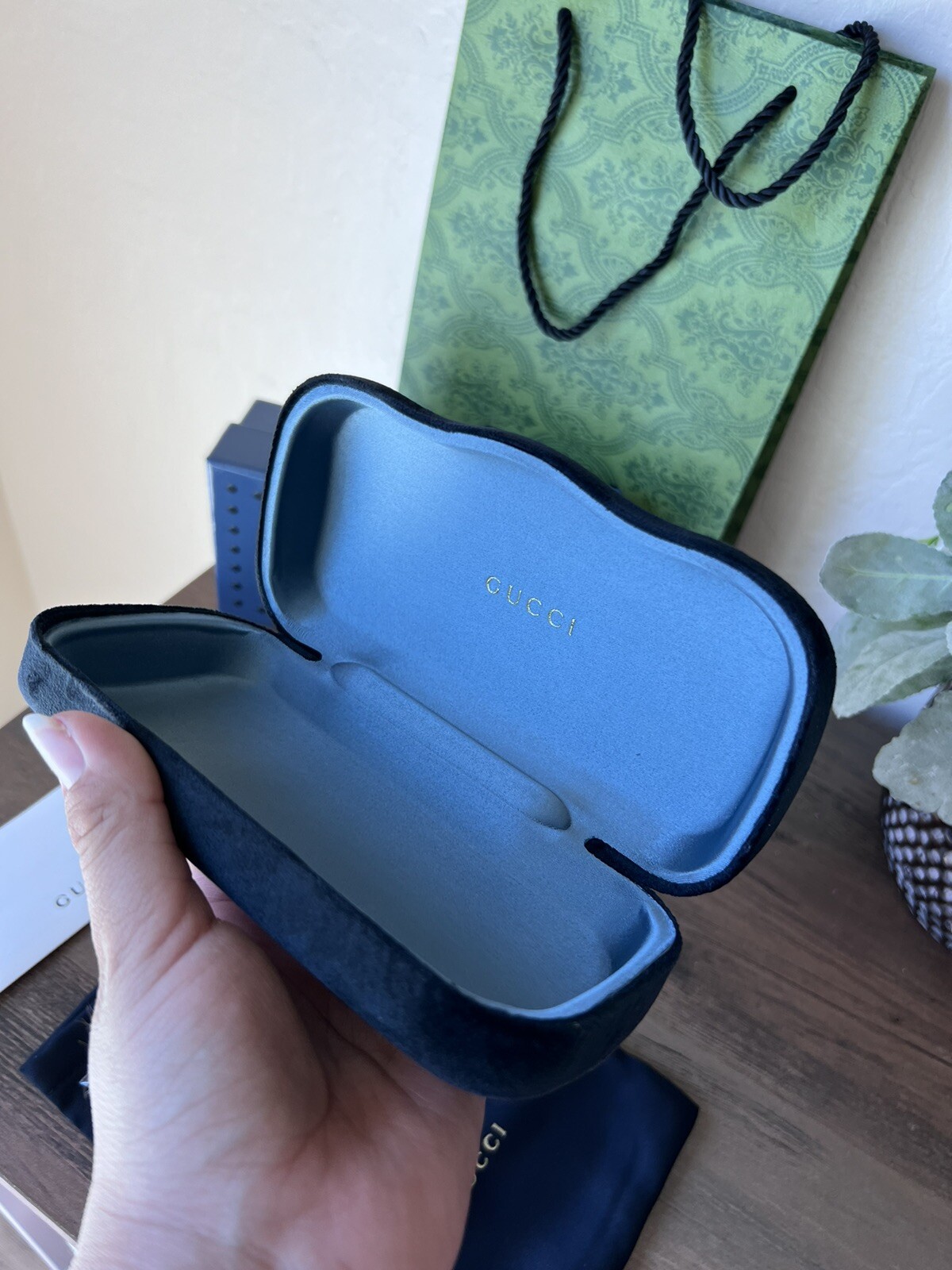 New Gucci Sunglasses Eyeglasses Case Black Eyewear Case W Box And Shopping Bag