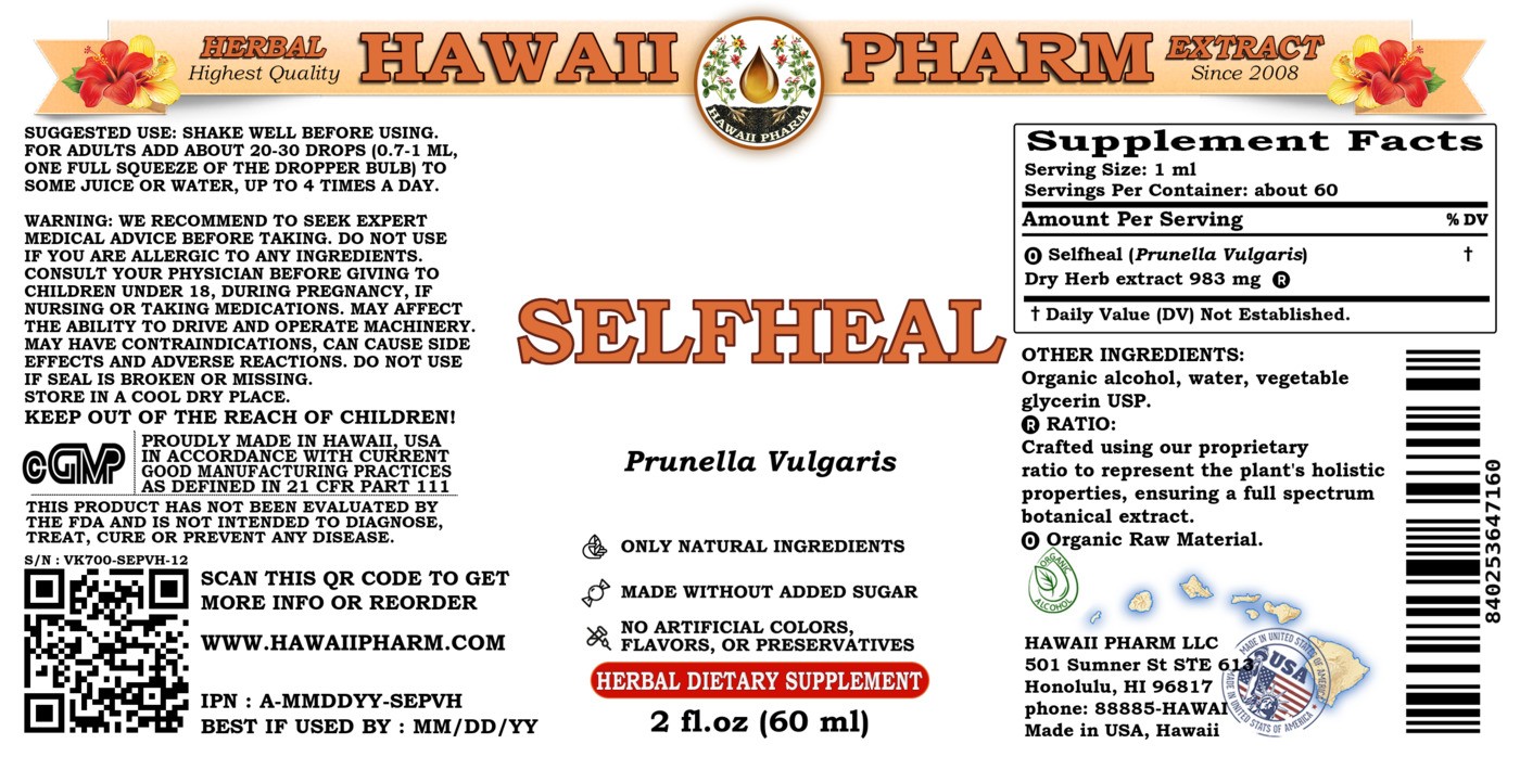 Selfheal Liquid Extract, Organic Selfheal (Prunella Vulgaris) Dried Herb Tinctur