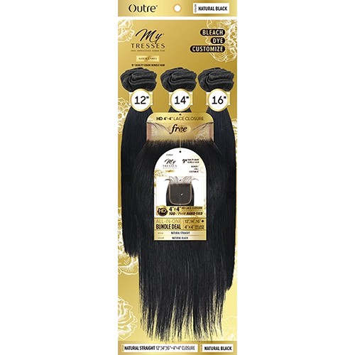 100% Human hair Mytresses Gold Label Natural Straight Closure