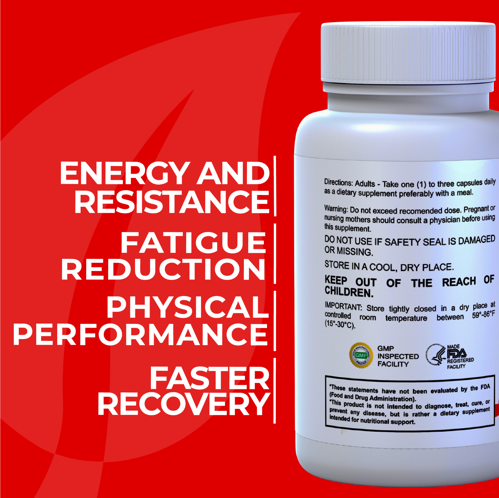 Energy – Memory and Focus Supplements – Energy Boost – Folic Acid – 60 Caps
