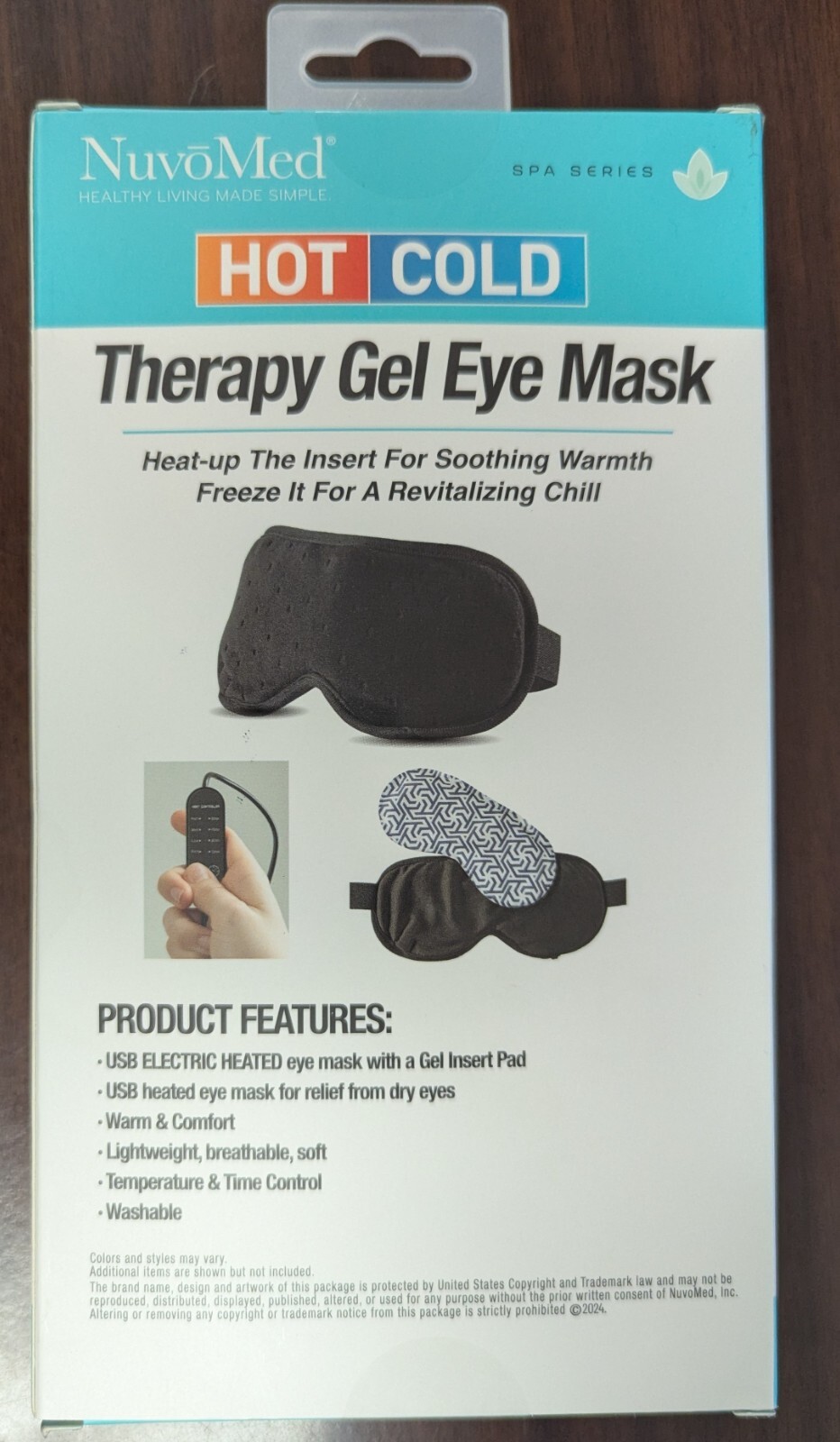 1 PIECE – NUVOMED SPA SERIES THERAPY GEL EYE MASK NEW IN BOX